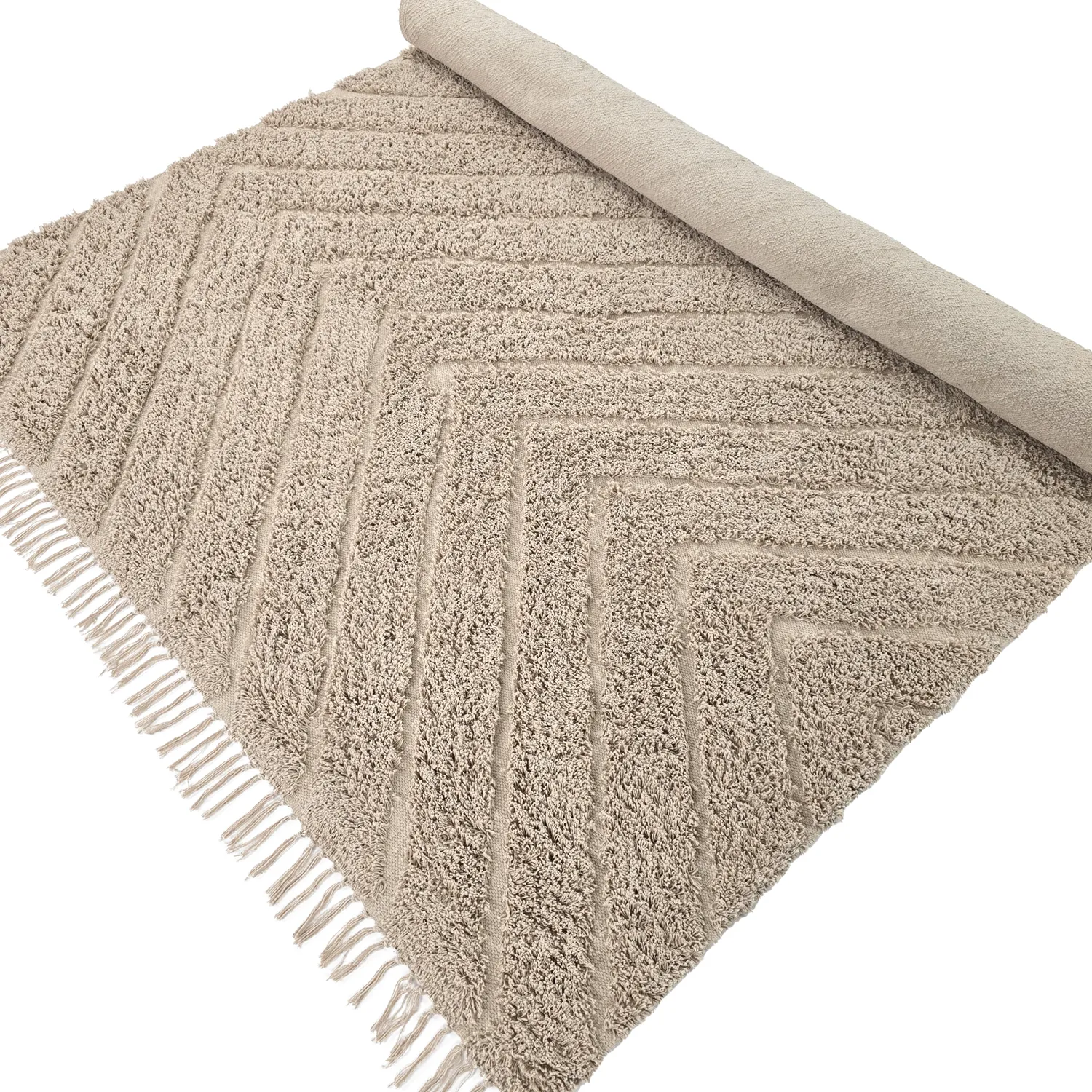 Shaggy rugs - Conara Natural Cotton Shaggy (beige)