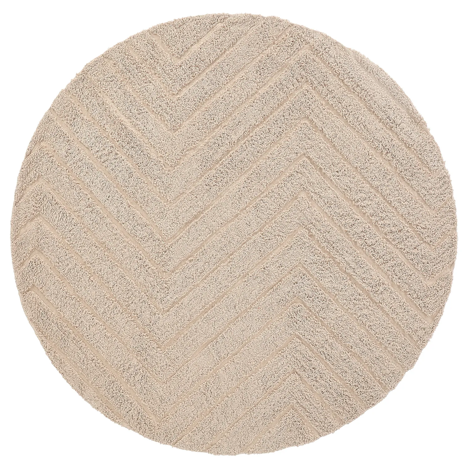 Round rug - Conara Natural Cotton Shaggy (beige)