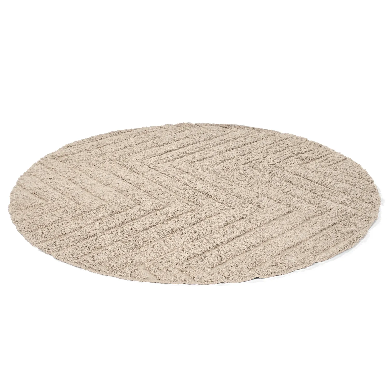 Round rug - Conara Natural Cotton Shaggy (beige)