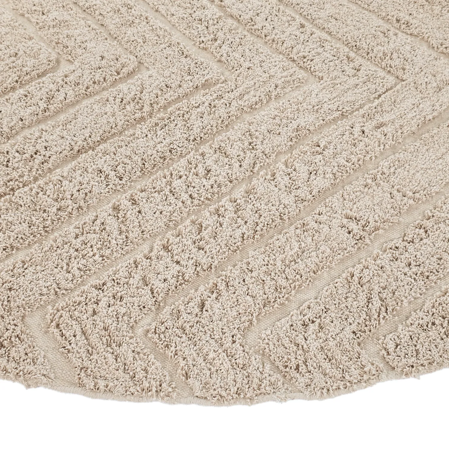 Round rug - Conara Natural Cotton Shaggy (beige)