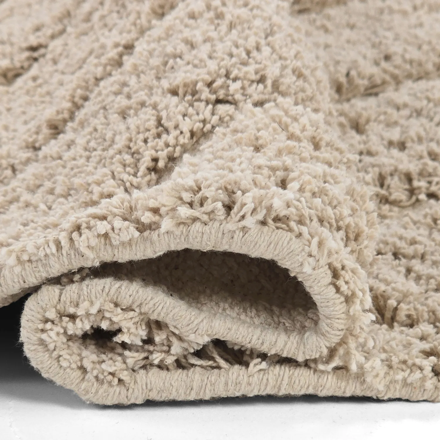 Round rug - Conara Natural Cotton Shaggy (beige)
