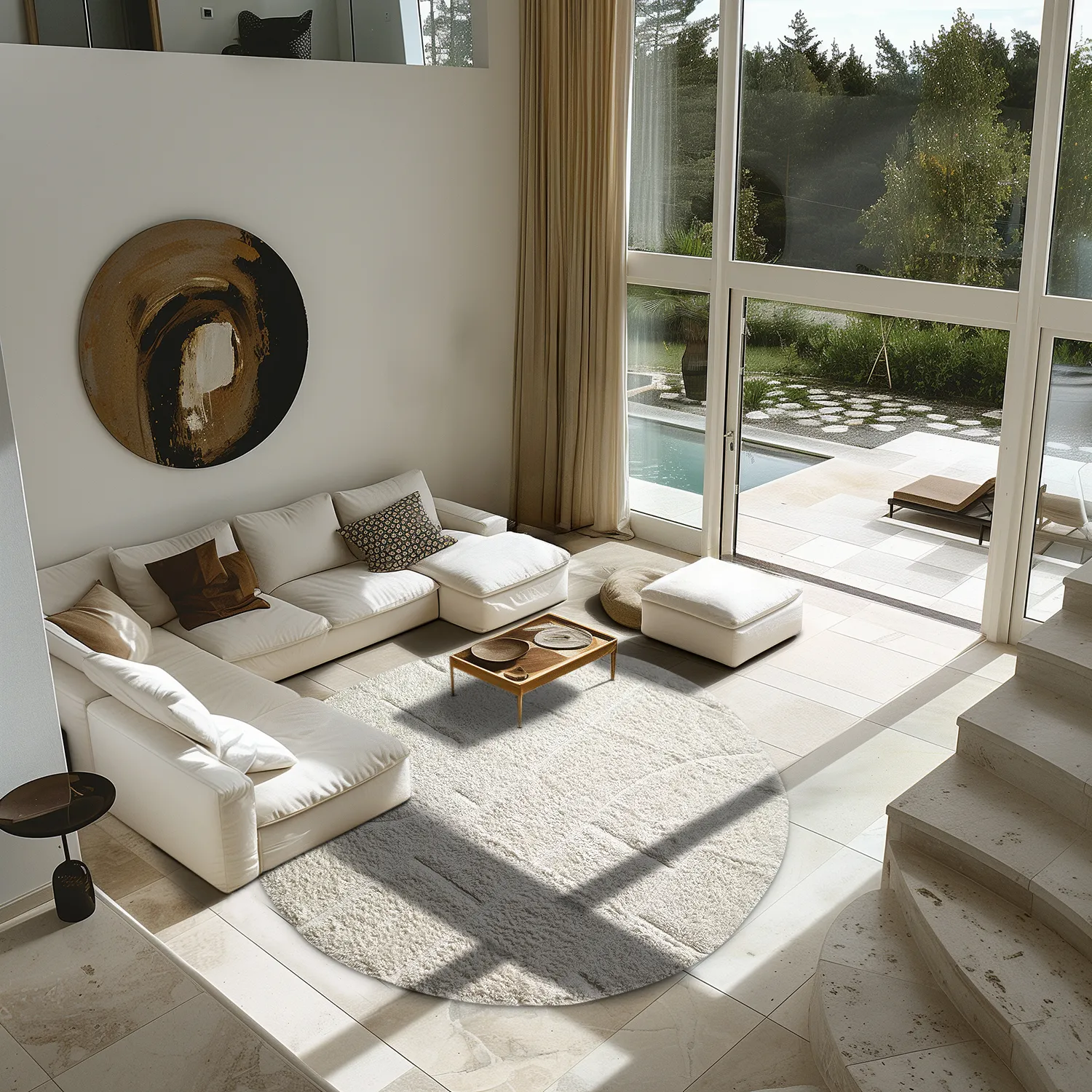 Round rug - Cremona Natural Cotton Shaggy (offwhite)