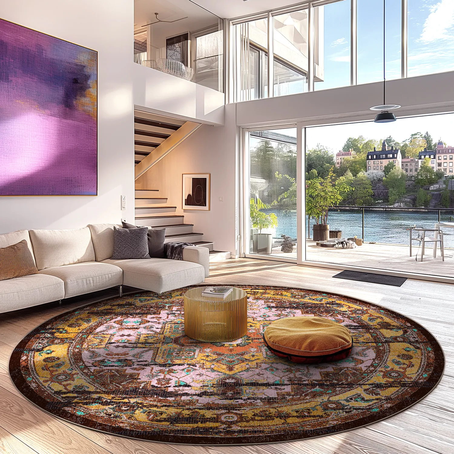 Round rug - Darnah (yellow/multi)