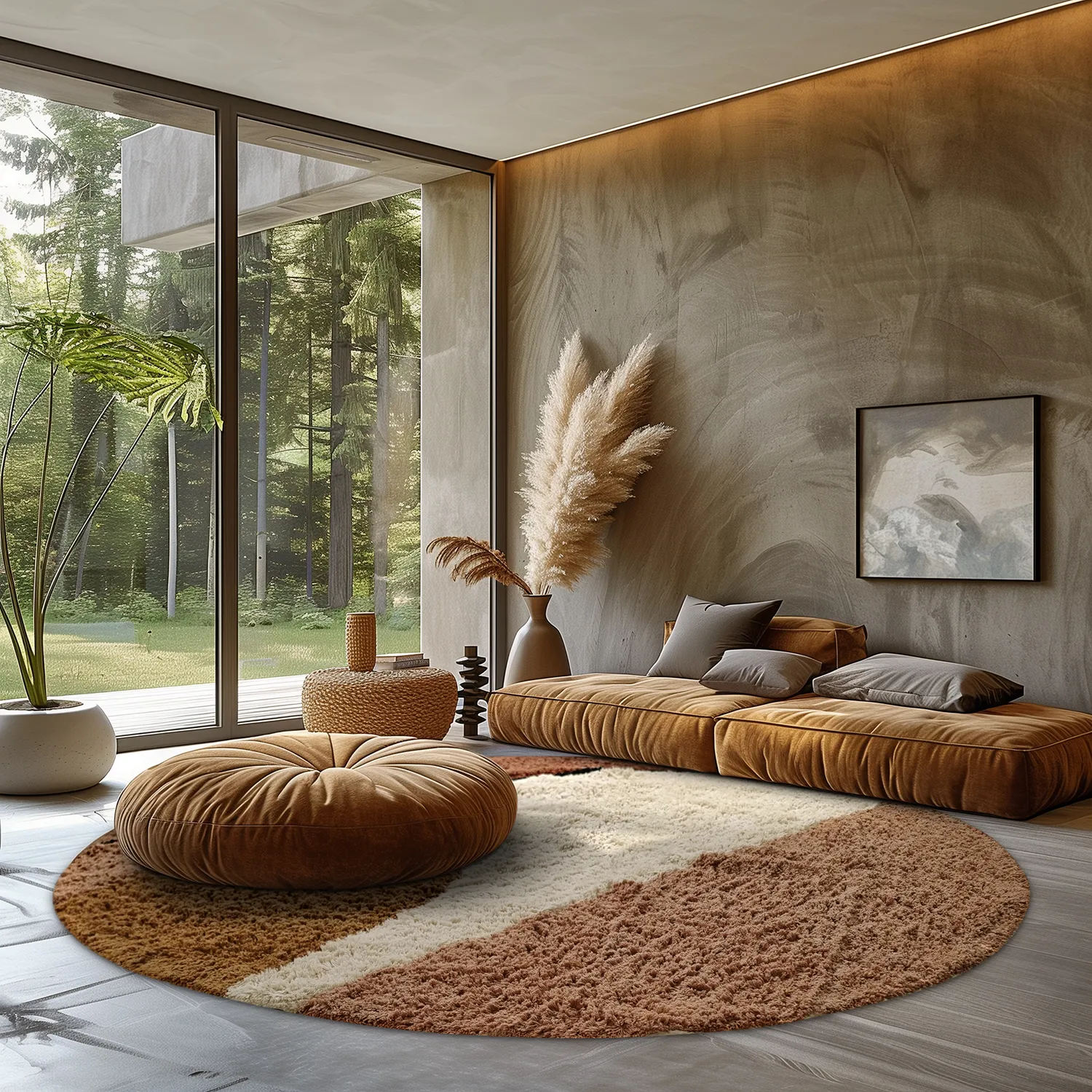 Round rug - Donostia Natural Cotton Shaggy (multi)
