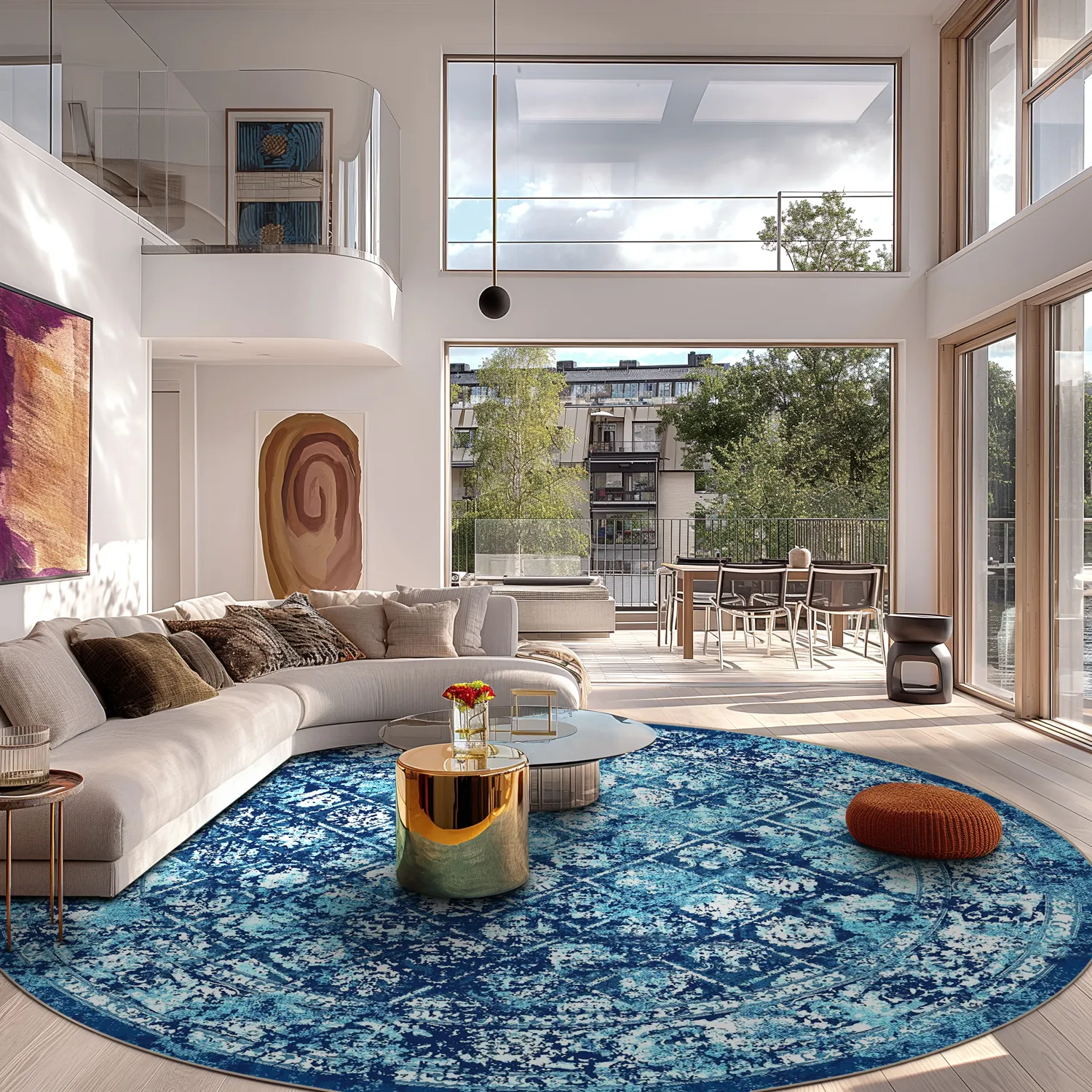 Round rug - Douz (blue)
