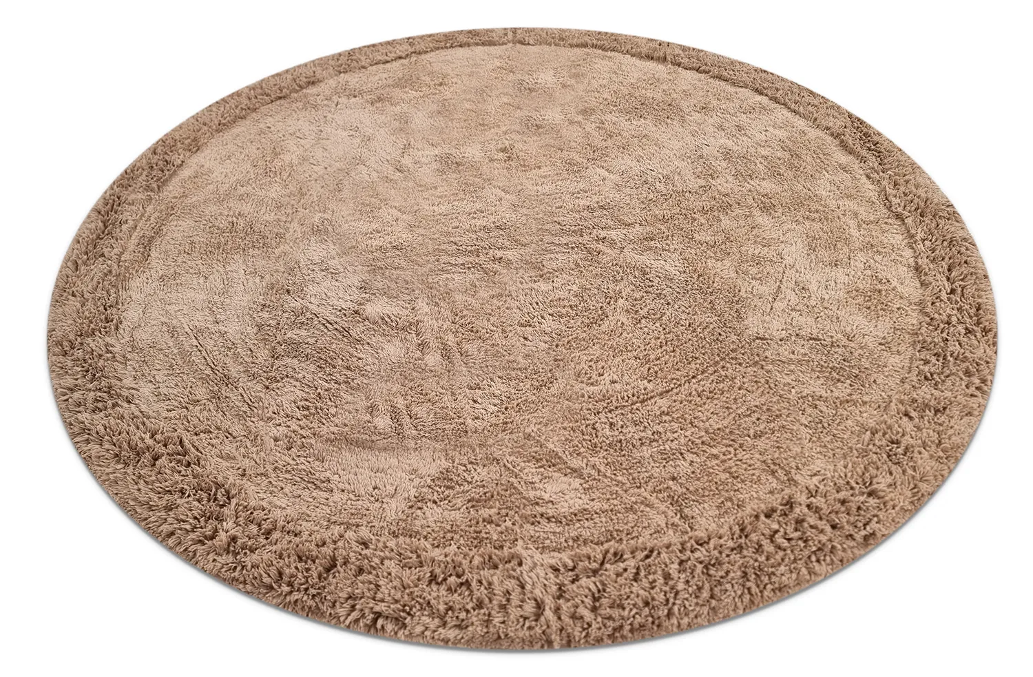 Round rug - Ebba Natural Cotton Shaggy (brown)