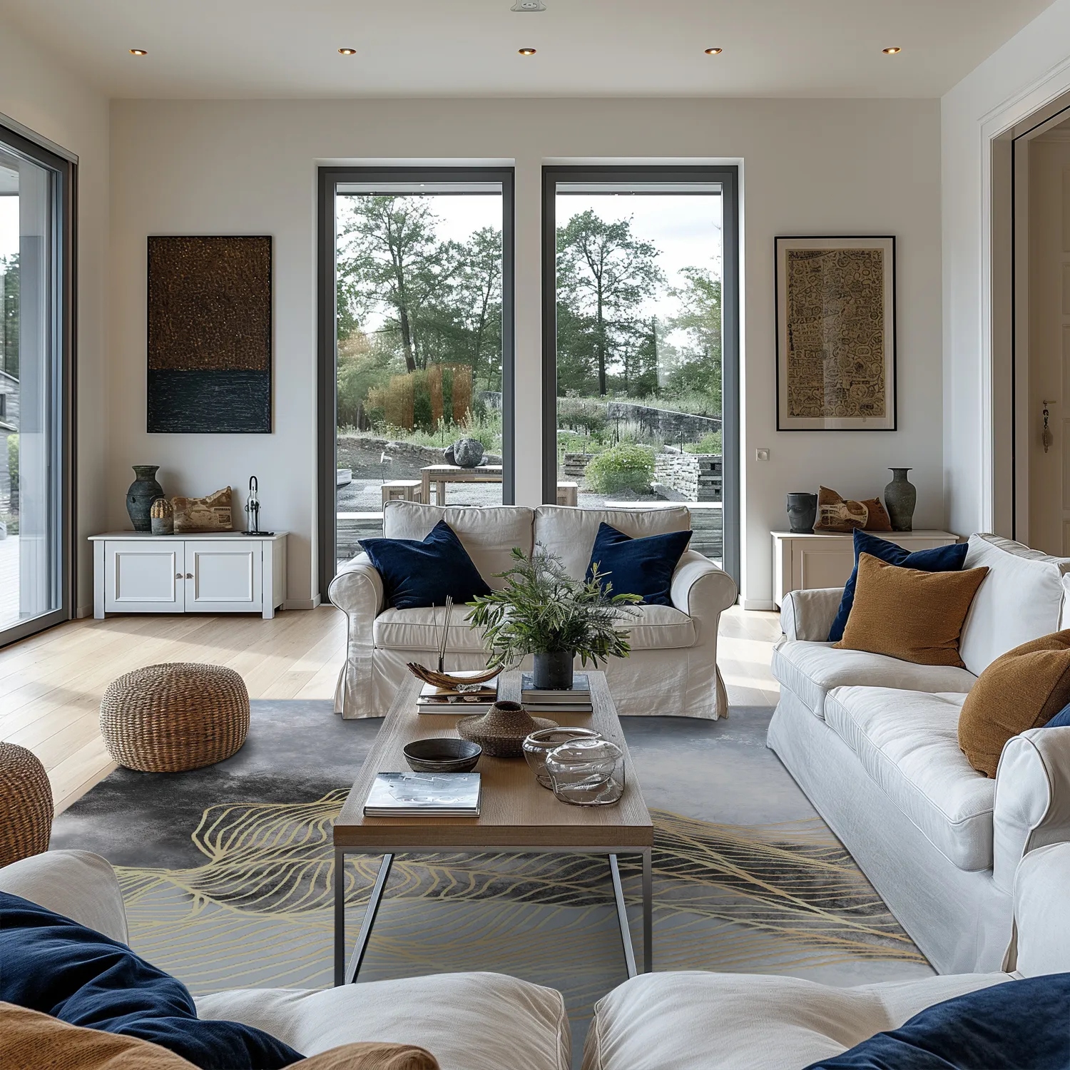 Wilton rug - Ekual (blue/grey/gold)