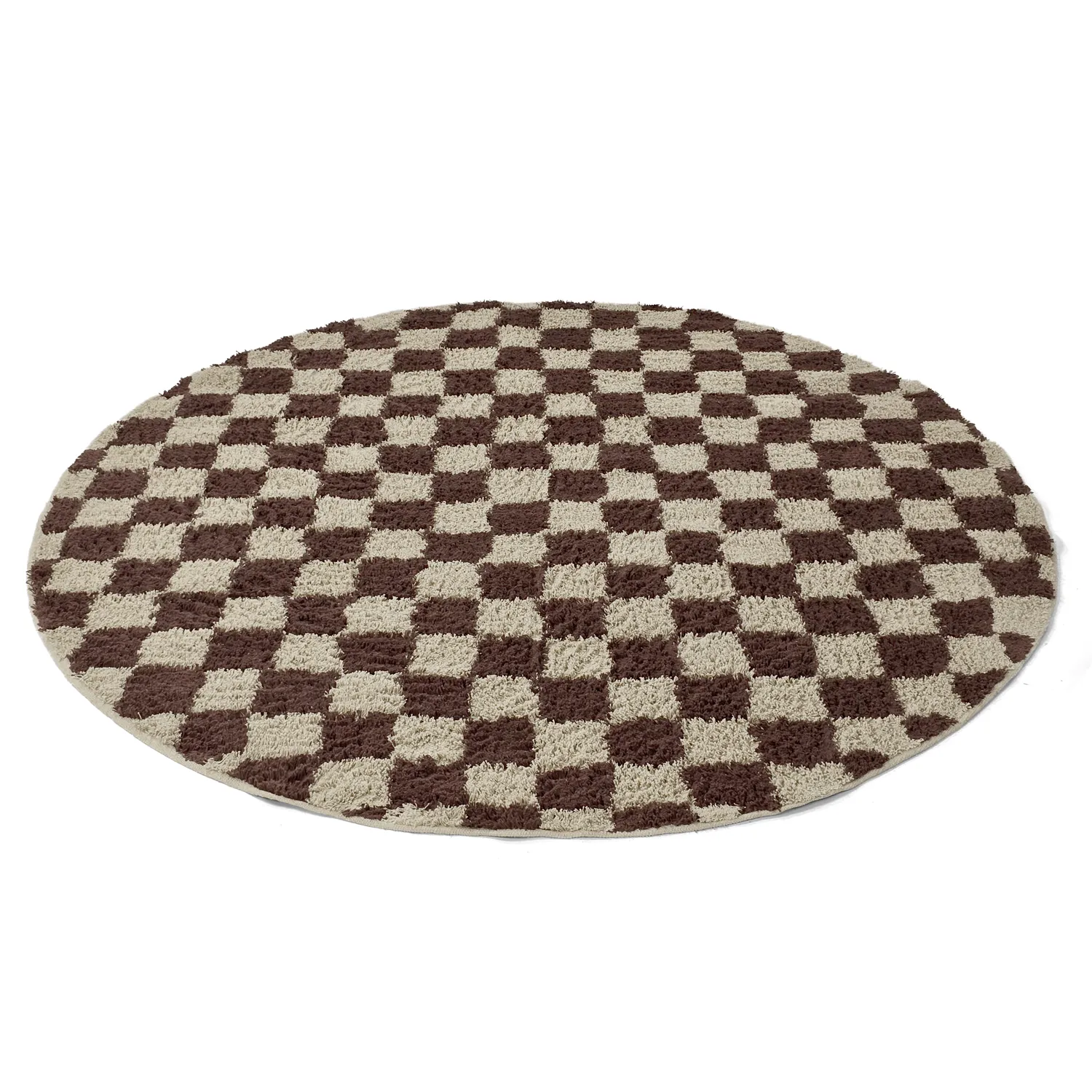 Round rug - Elsey Natural Cotton Shaggy (beige/brown)