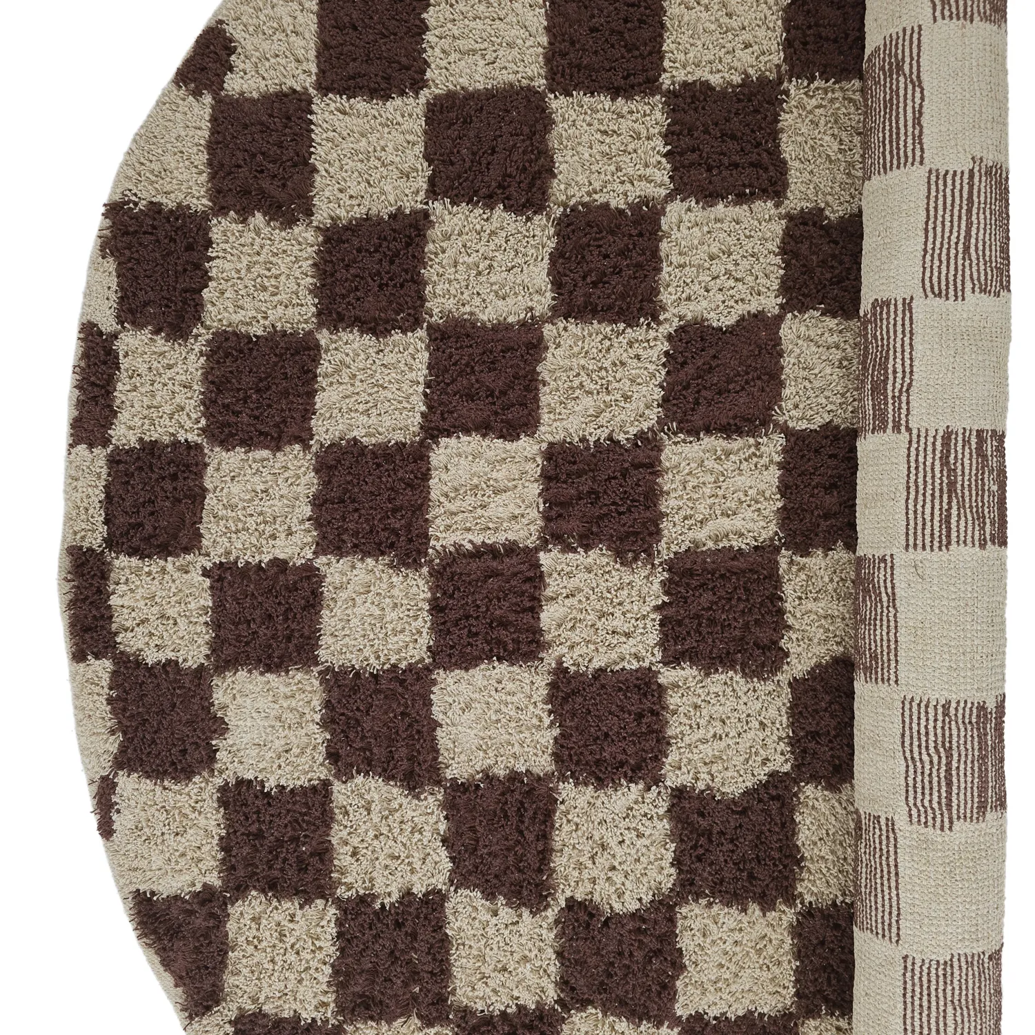 Round rug - Elsey Natural Cotton Shaggy (beige/brown)
