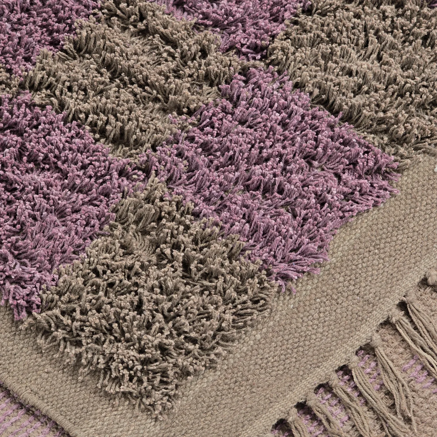 Shaggy rugs - Elsey Natural Cotton Shaggy (brown/purple)