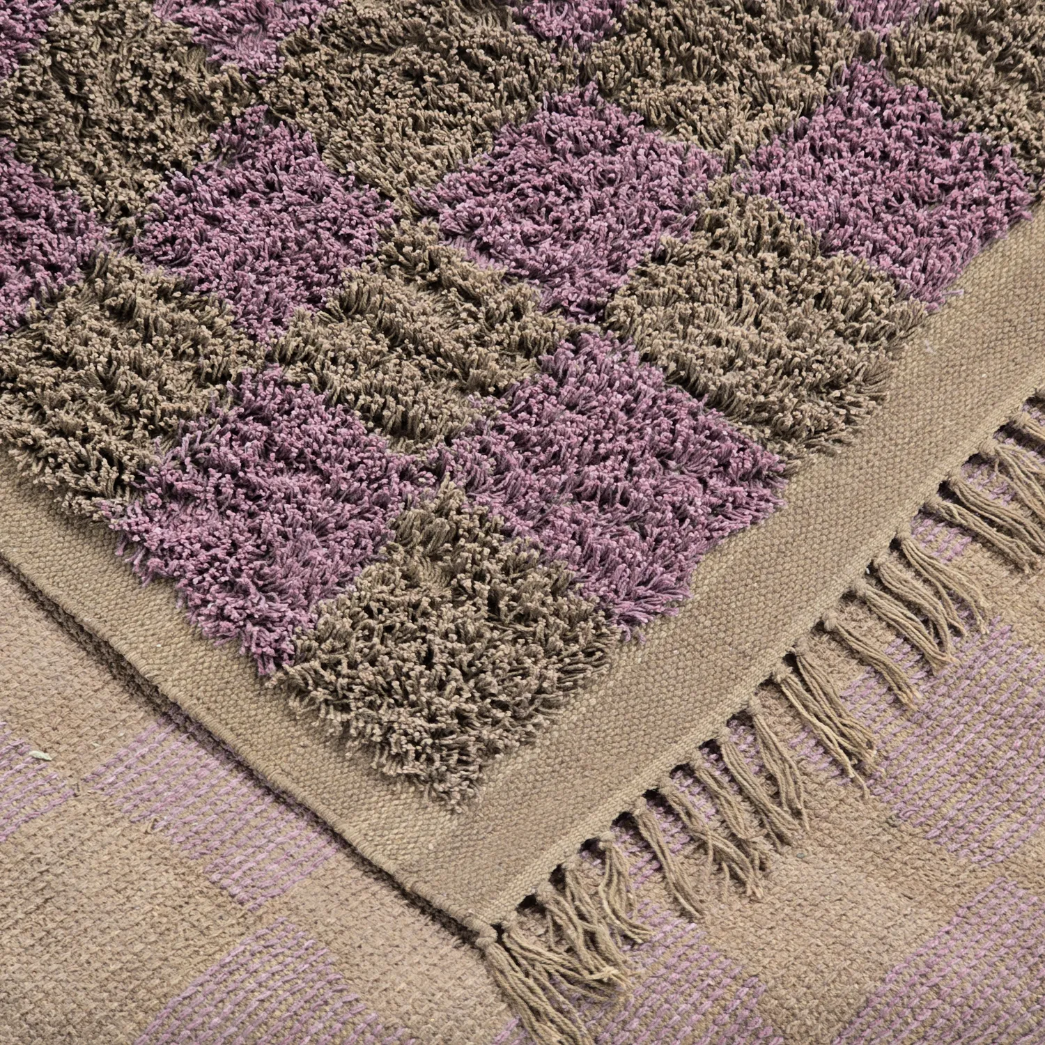 Shaggy rugs - Elsey Natural Cotton Shaggy (brown/purple)