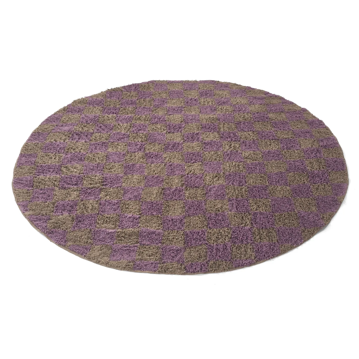 Round rug - Elsey Natural Cotton Shaggy (brown/purple)
