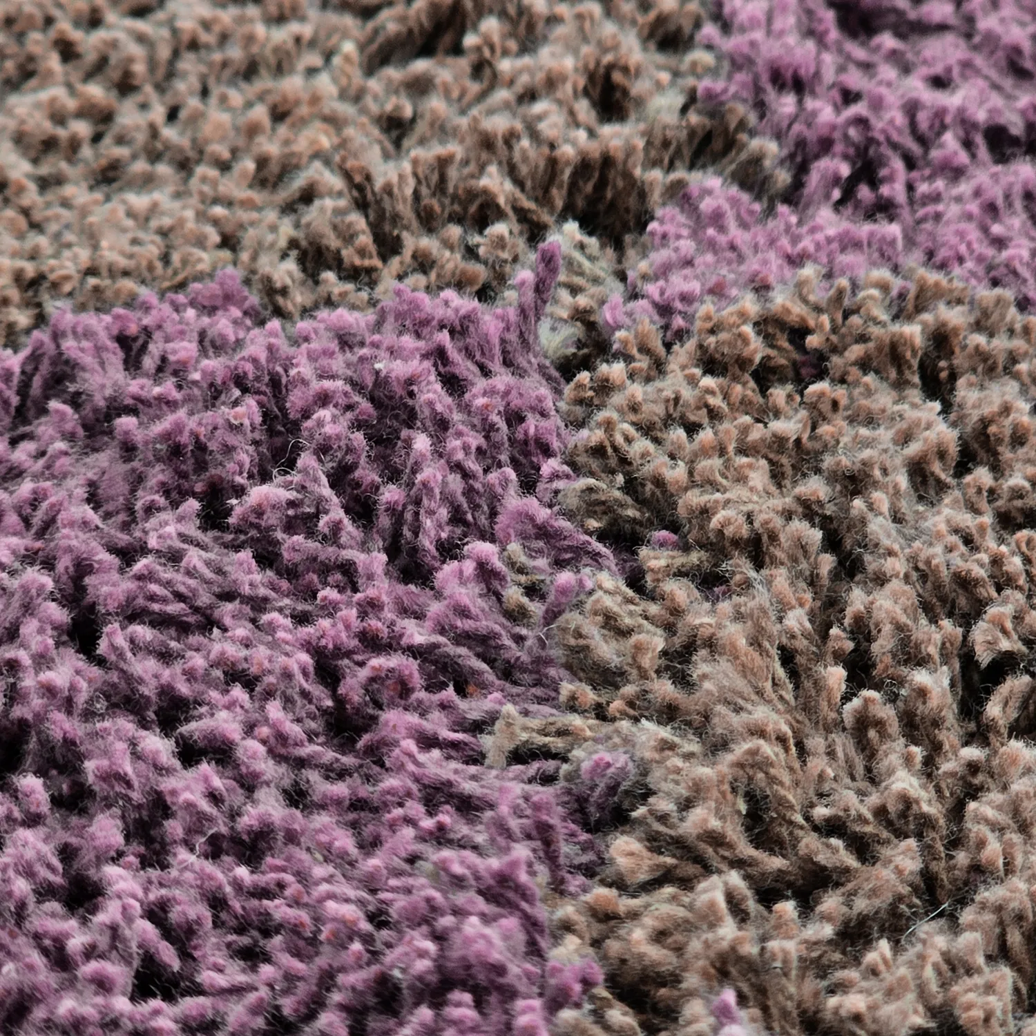 Round rug - Elsey Natural Cotton Shaggy (brown/purple)