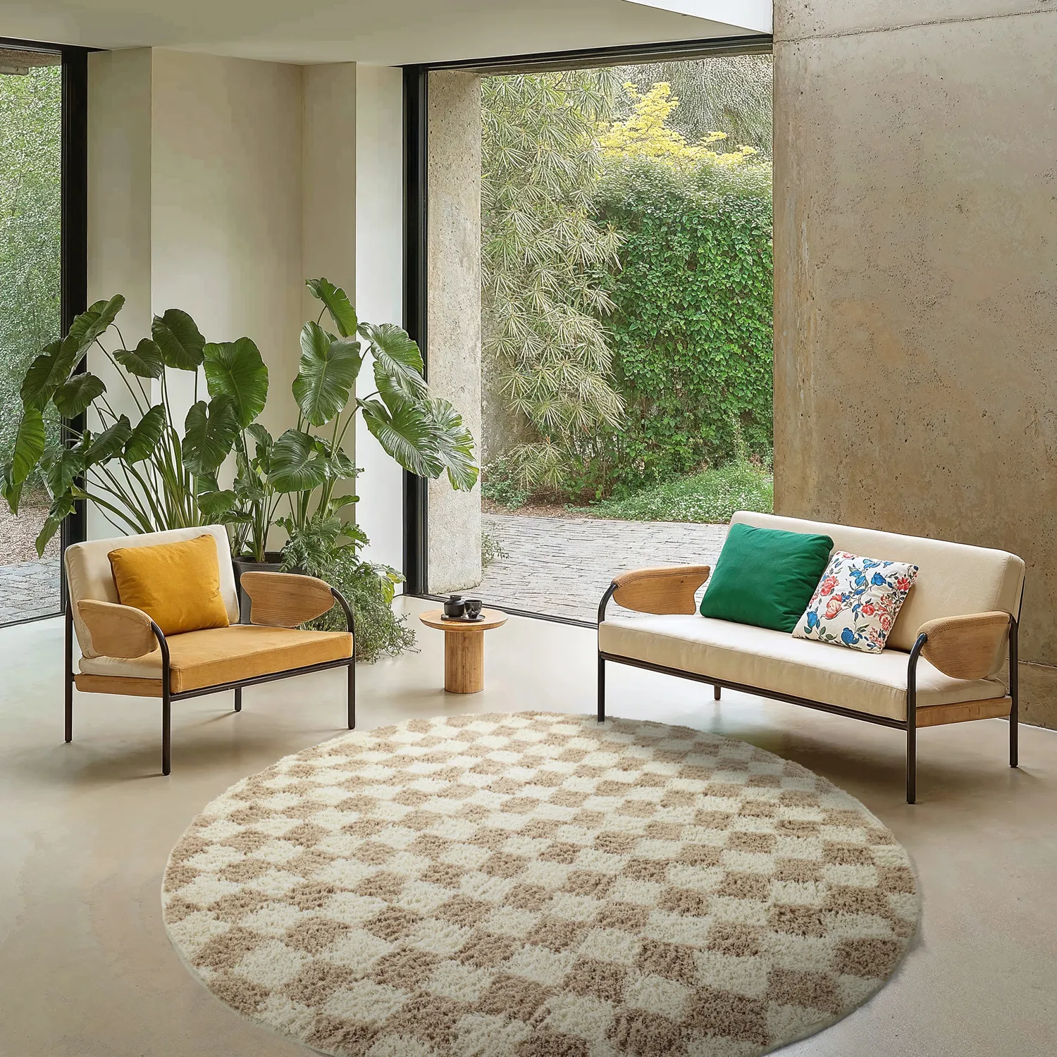 Round rug - Elsey Natural Cotton Shaggy (cream/sand)