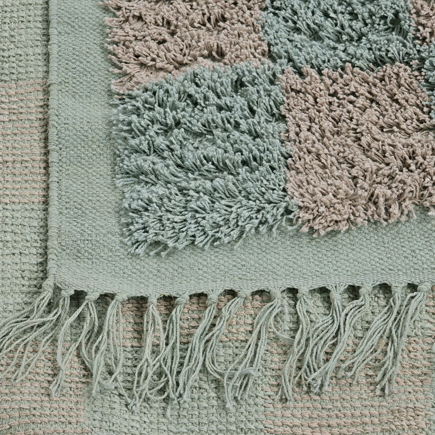 Shaggy rugs - Elsey Natural Cotton Shaggy (grey/pink)
