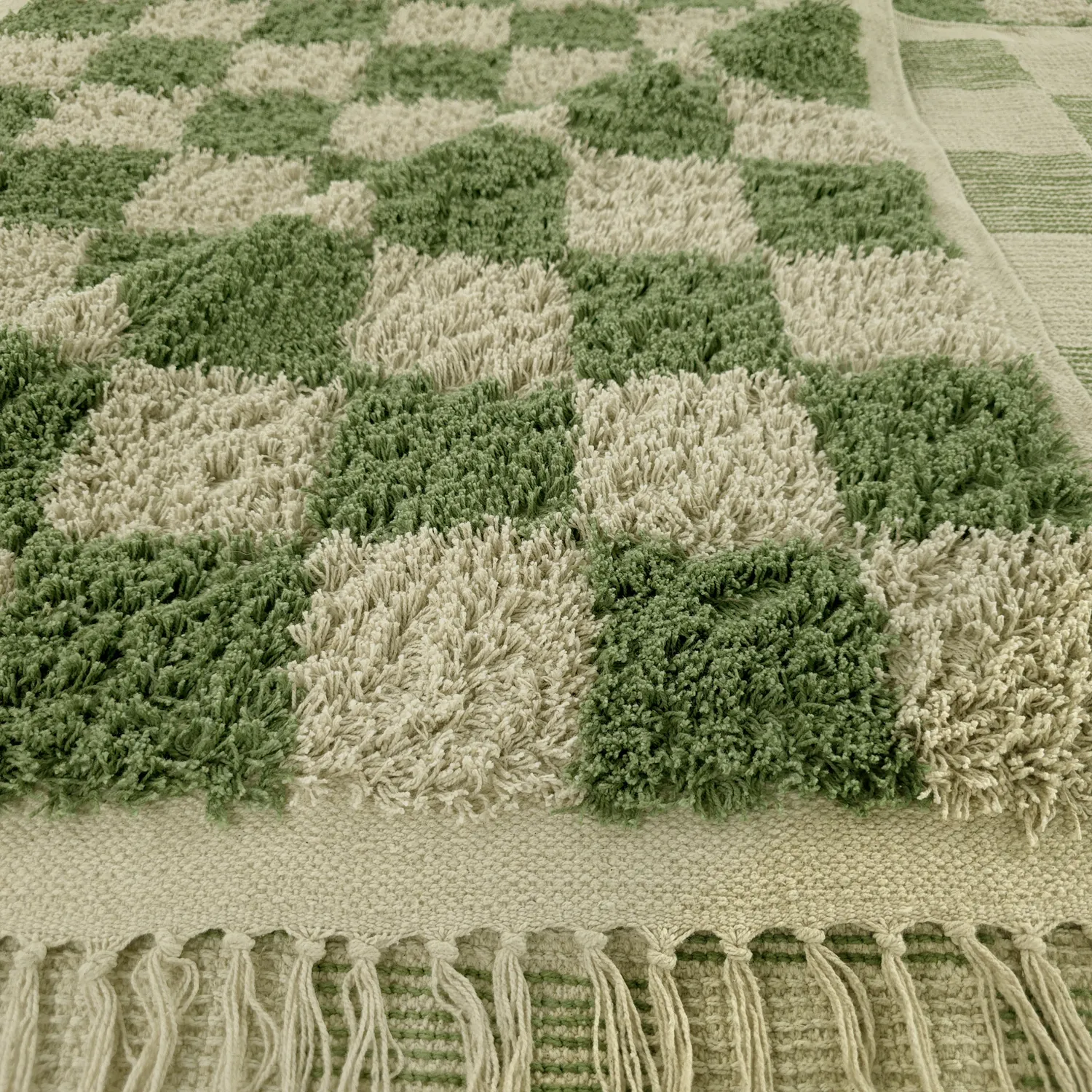 Shaggy rugs - Elsey Natural Cotton Shaggy (green/beige)