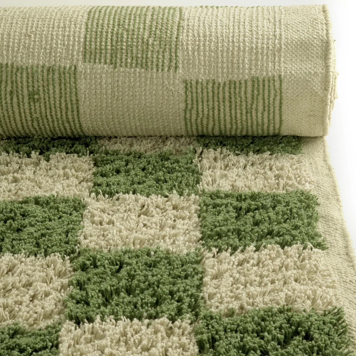 Shaggy rugs - Elsey Natural Cotton Shaggy (green/beige)