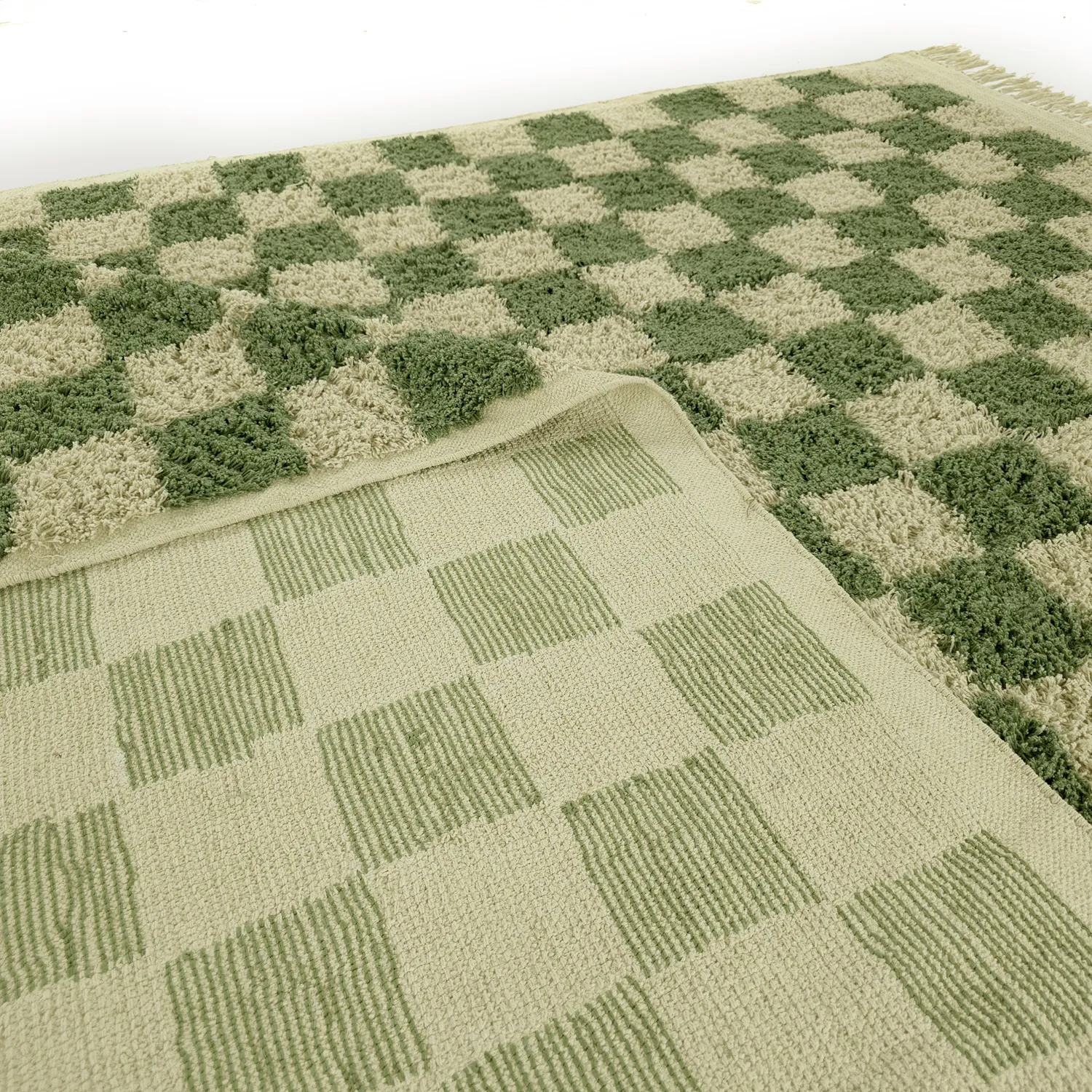Shaggy rugs - Elsey Natural Cotton Shaggy (green/beige)