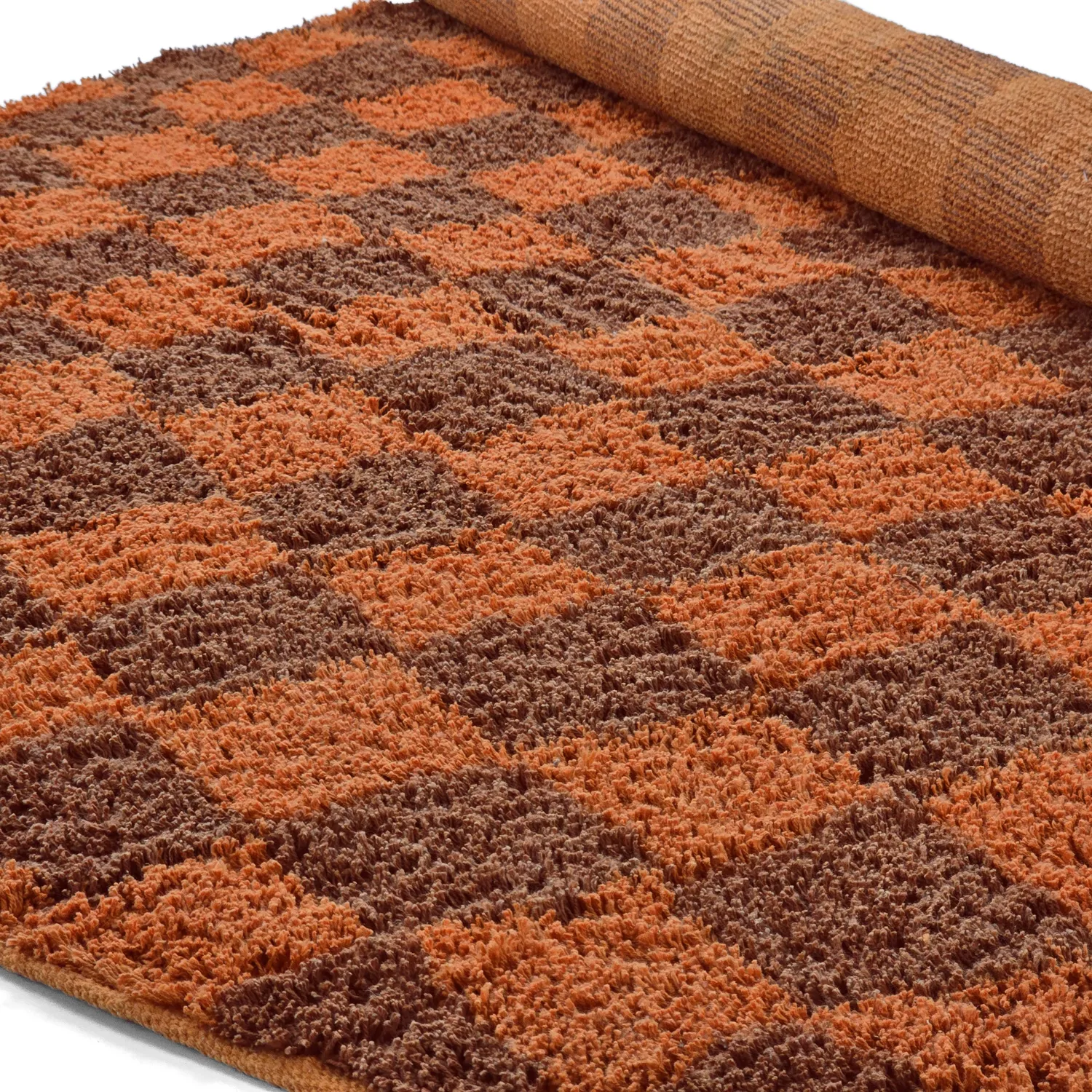 Round rug - Elsey Natural Cotton Shaggy (orange/red)