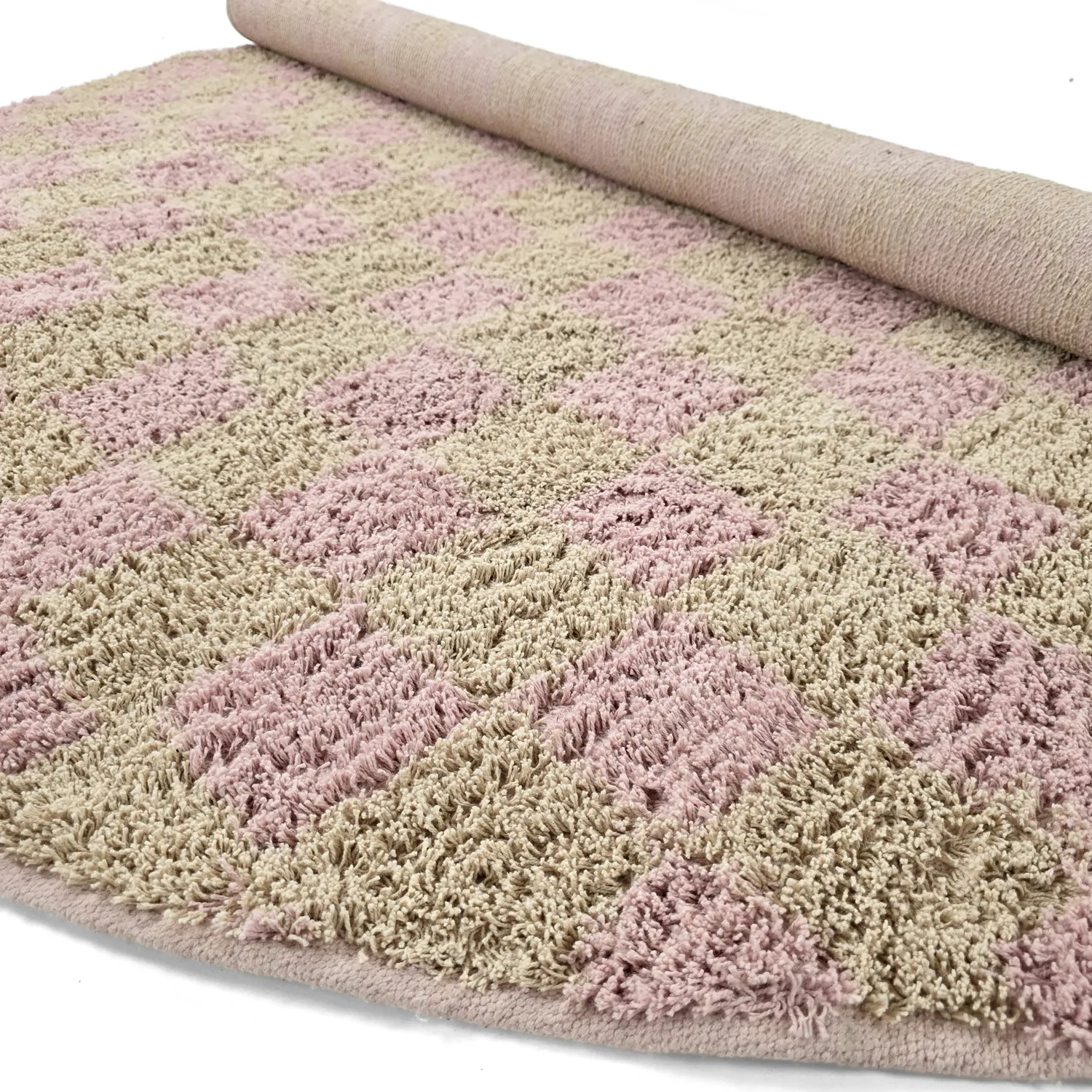 Round rug - Elsey Natural Cotton Shaggy (pink/orange)