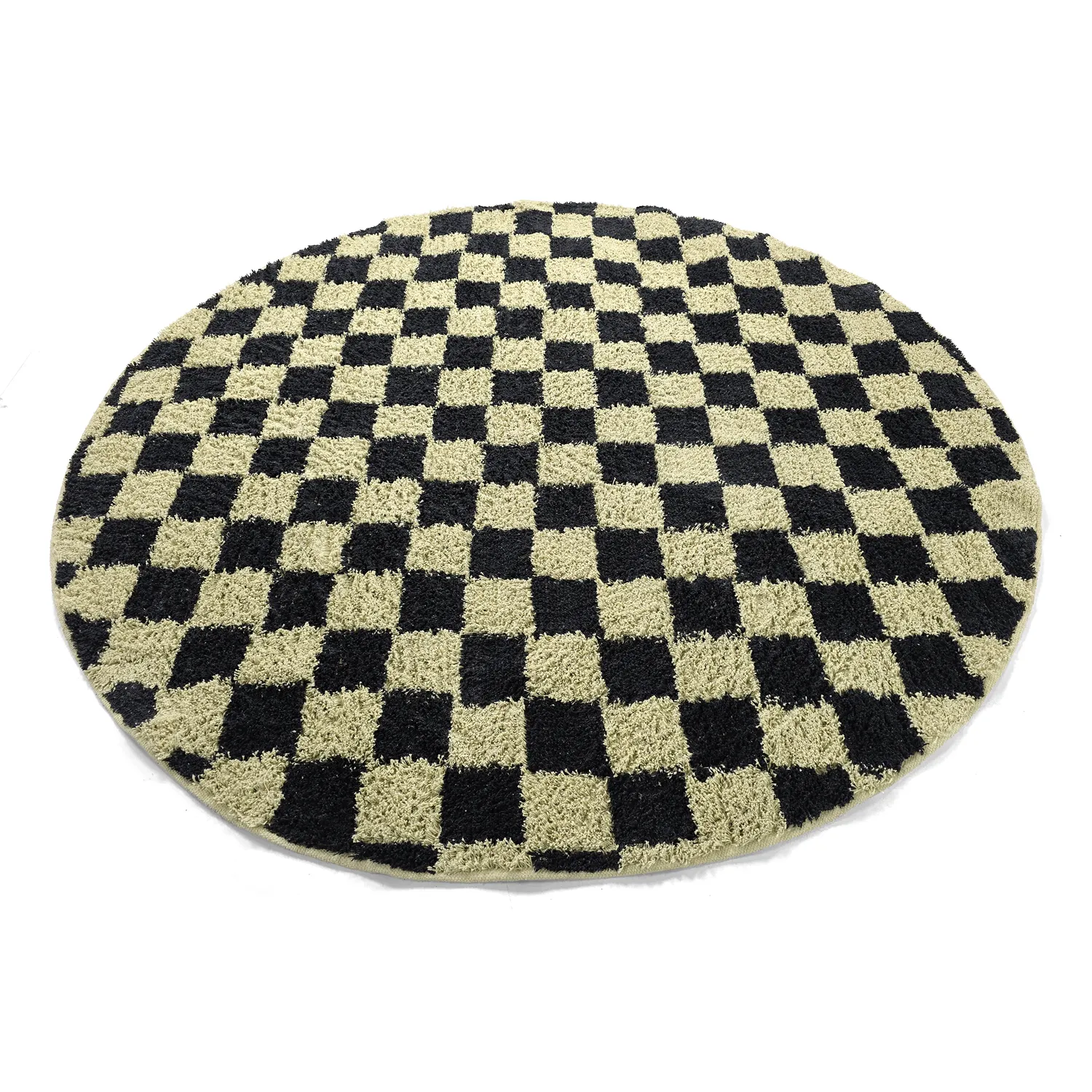 Round rug - Elsey Natural Cotton Shaggy (black/beige)