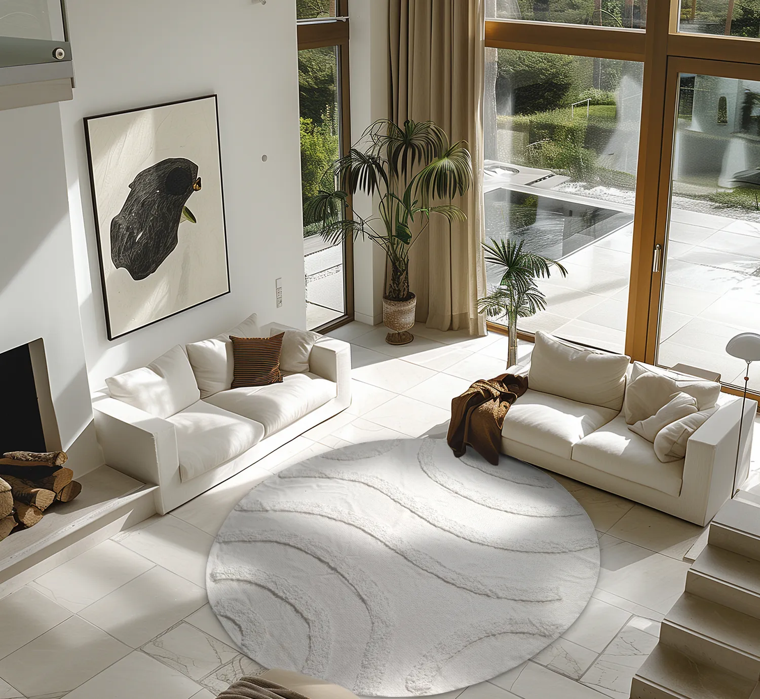 Round rug - Emilia Natural Cotton Shaggy (offwhite)