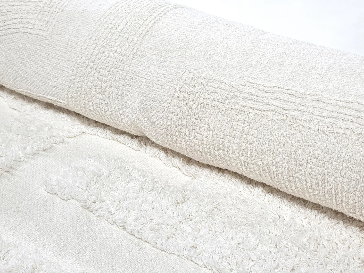 Round rug - Fallon Natural Cotton Shaggy (offwhite)