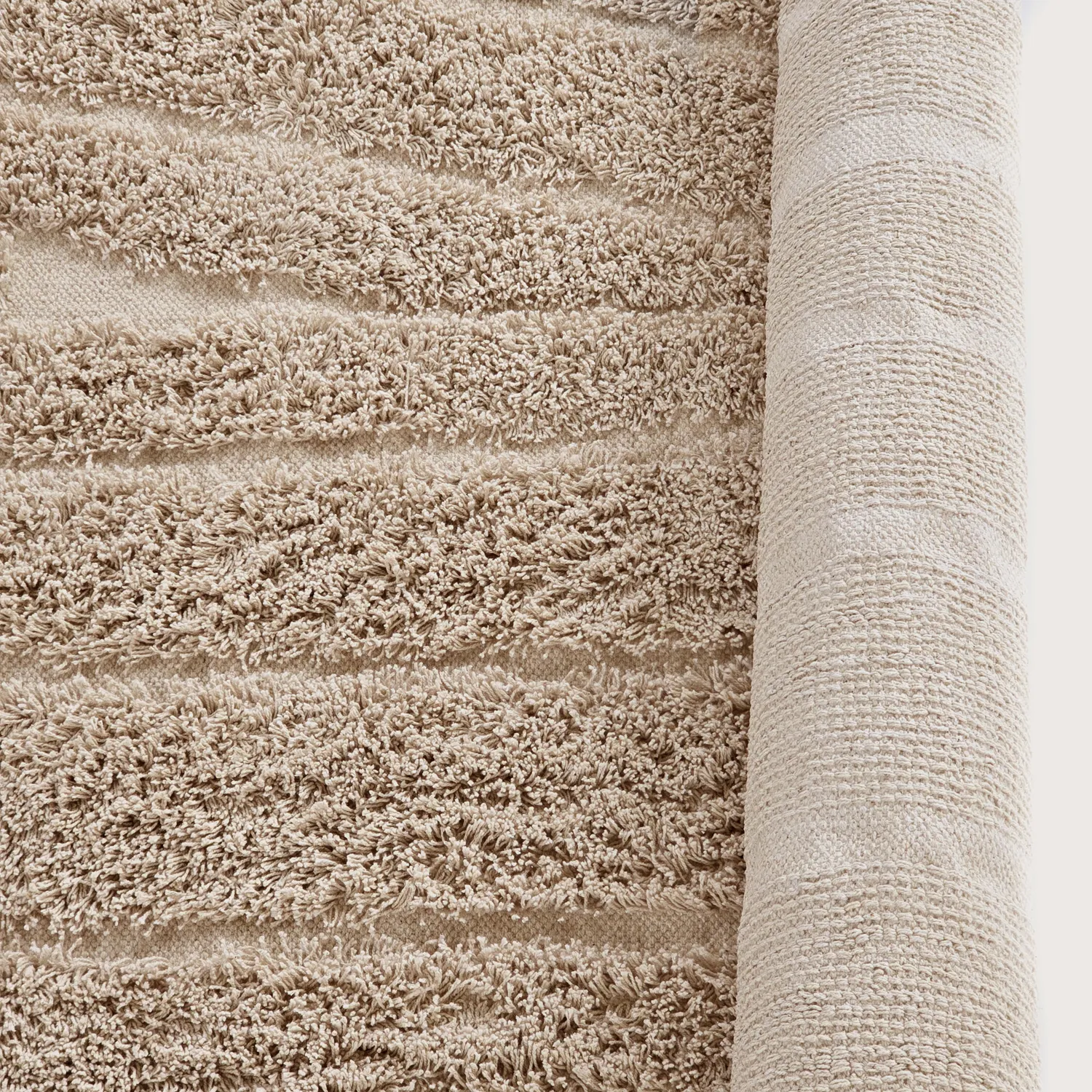 Round rug - Farley Natural Cotton Shaggy (beige)