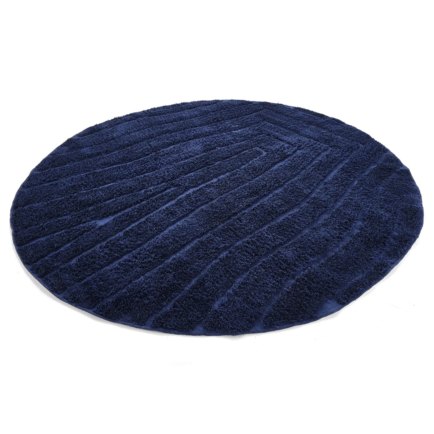 Round rug - Farley Natural Cotton Shaggy (blue)