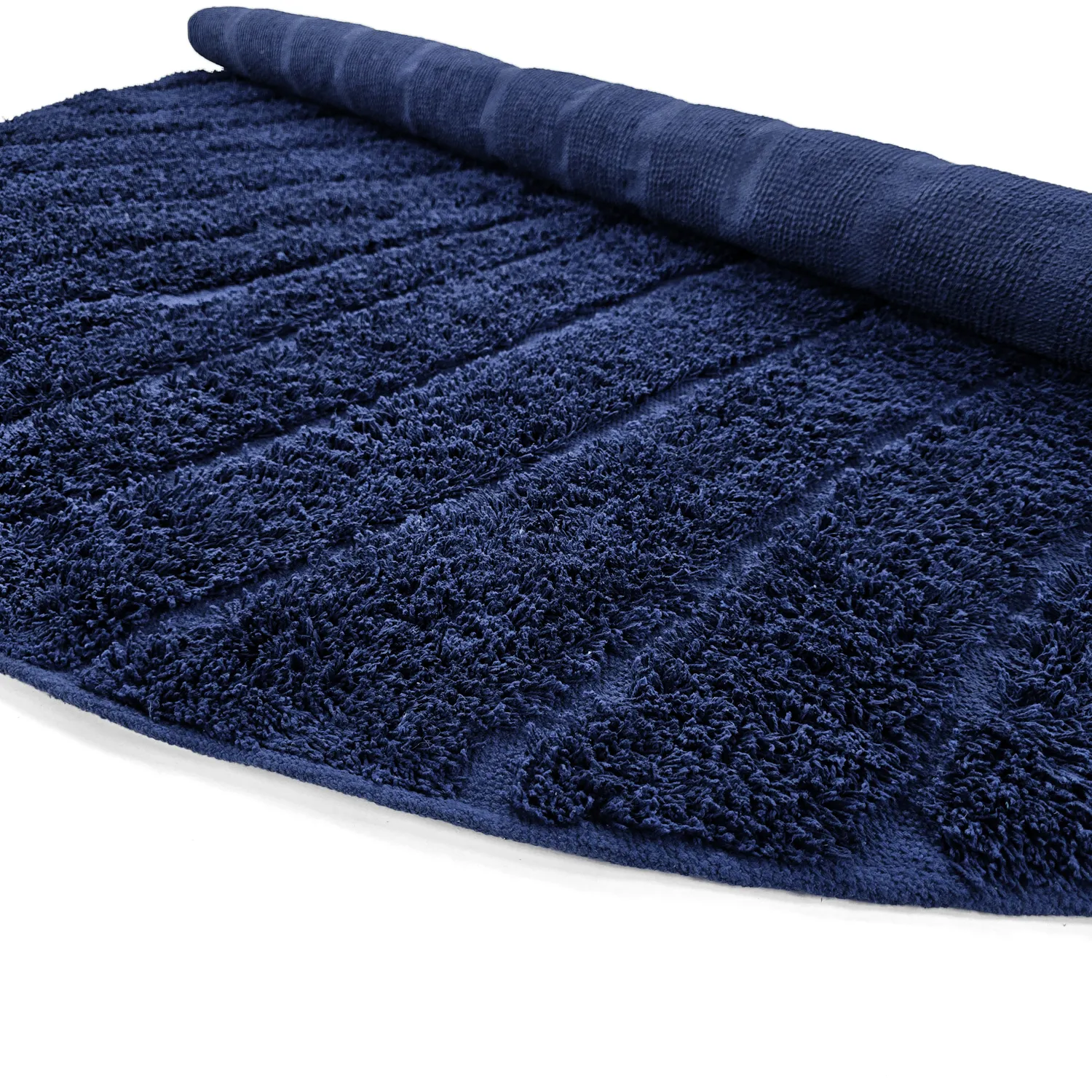 Round rug - Farley Natural Cotton Shaggy (blue)
