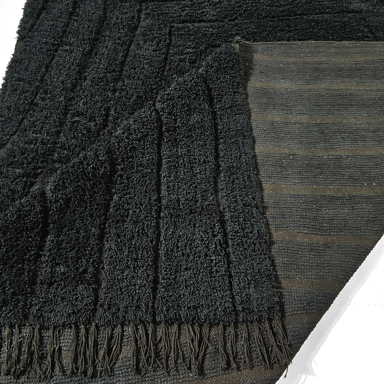 Shaggy rugs - Farley Natural Cotton Shaggy (black)