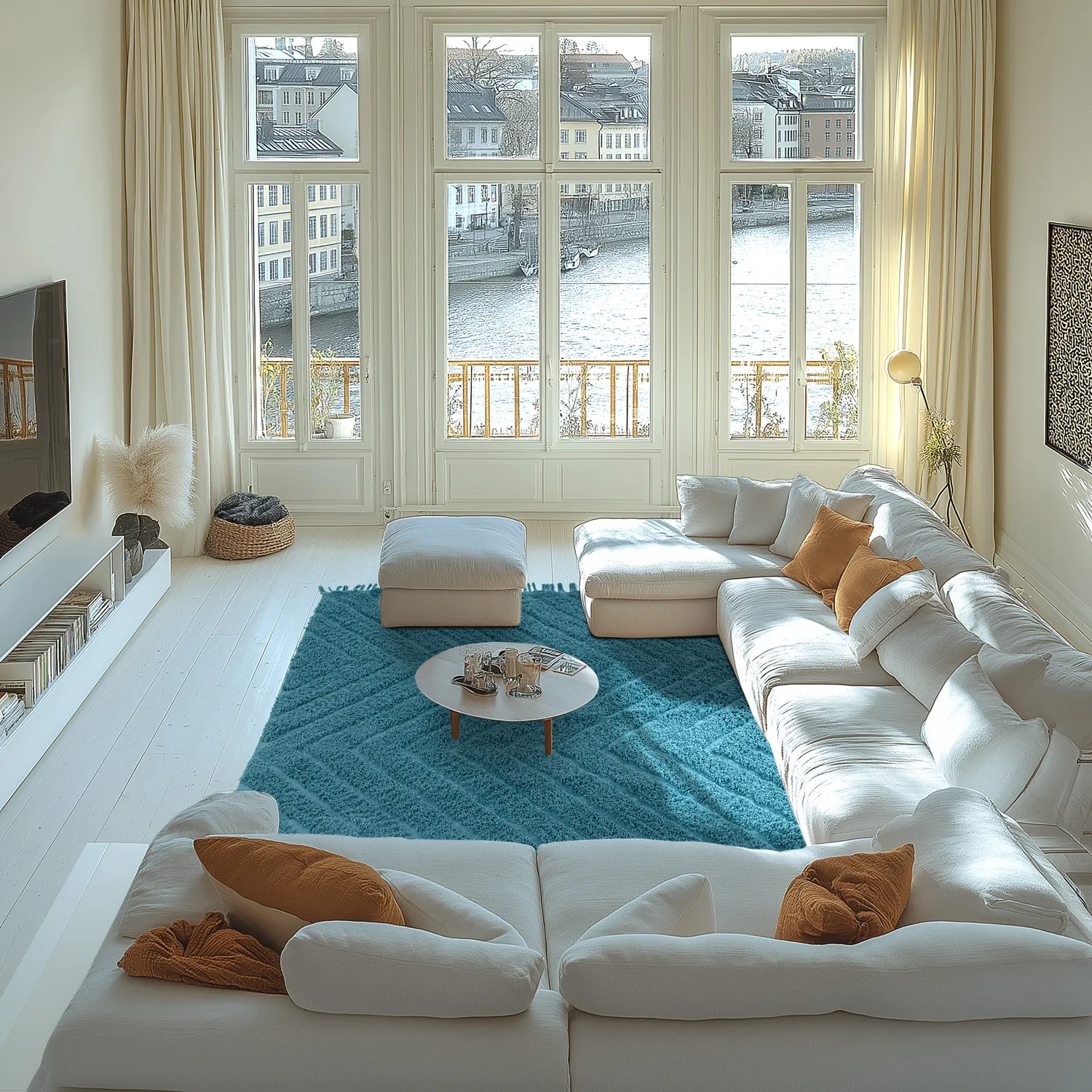 Shaggy rugs - Farley Natural Cotton Shaggy (turquoise)