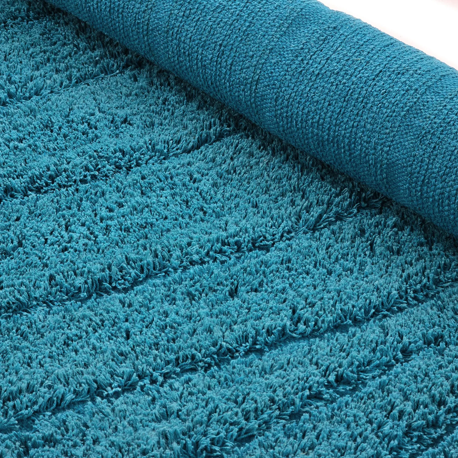 Round rug - Farley Natural Cotton Shaggy (turquoise)