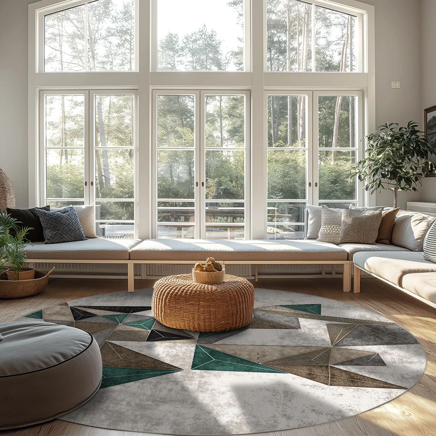 Round rug - Feres (grey/beige/multi)