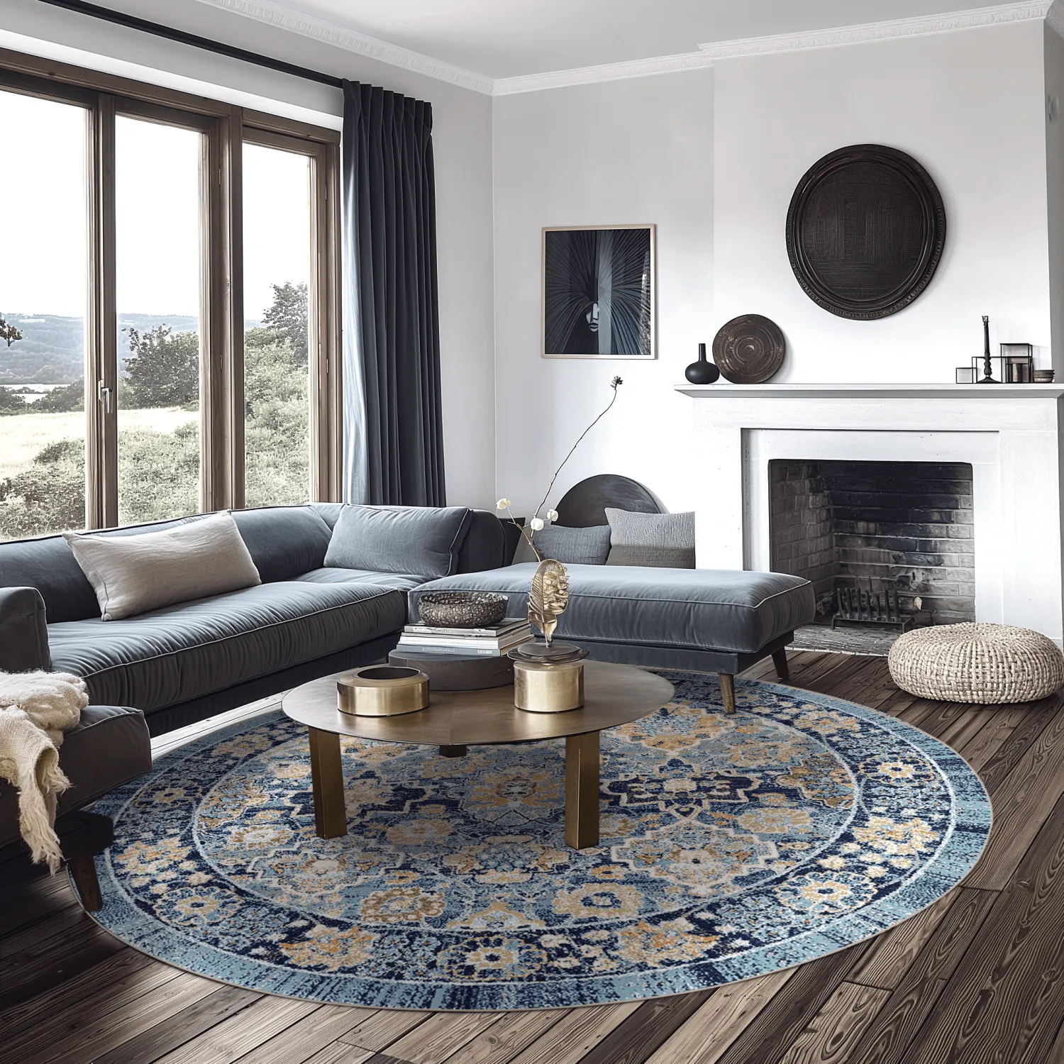 Round rug - Fernana (blue/multi)