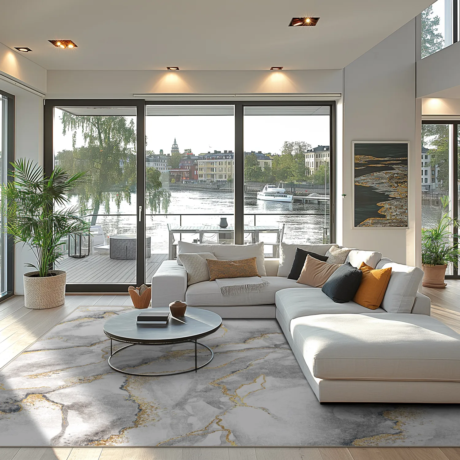Wilton rug - Genova (grey/white/gold)