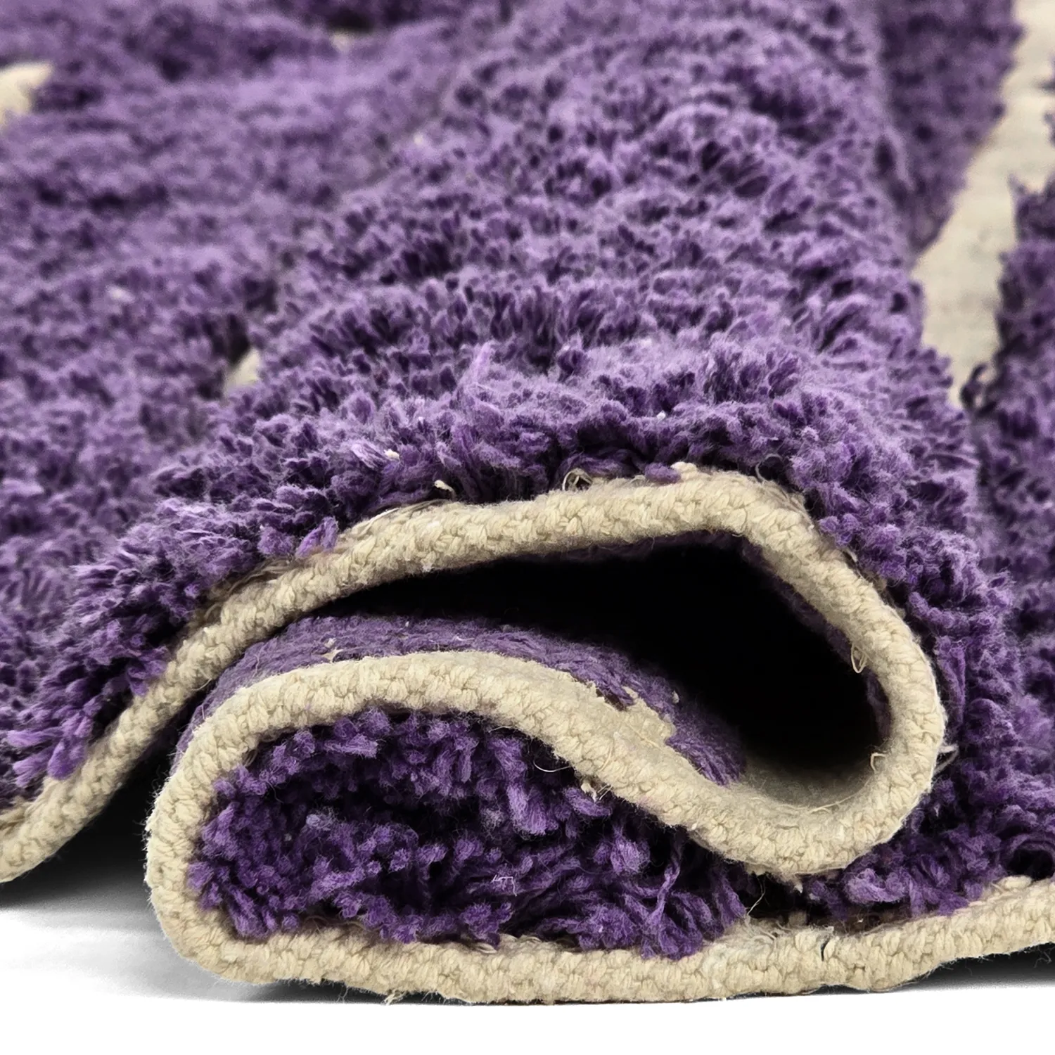 Round rug - Ikara Natural Cotton Shaggy (purple)