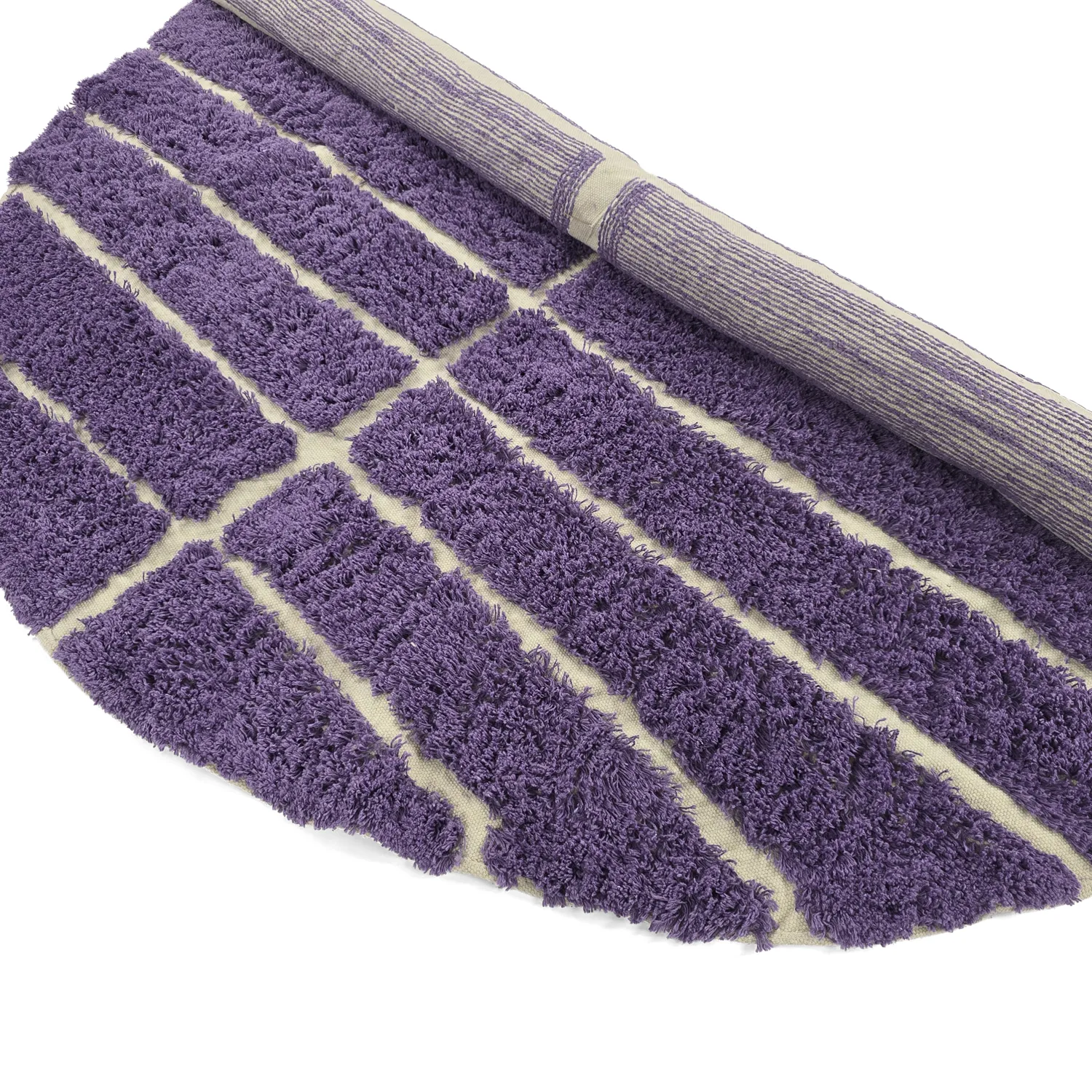 Round rug - Ikara Natural Cotton Shaggy (purple)