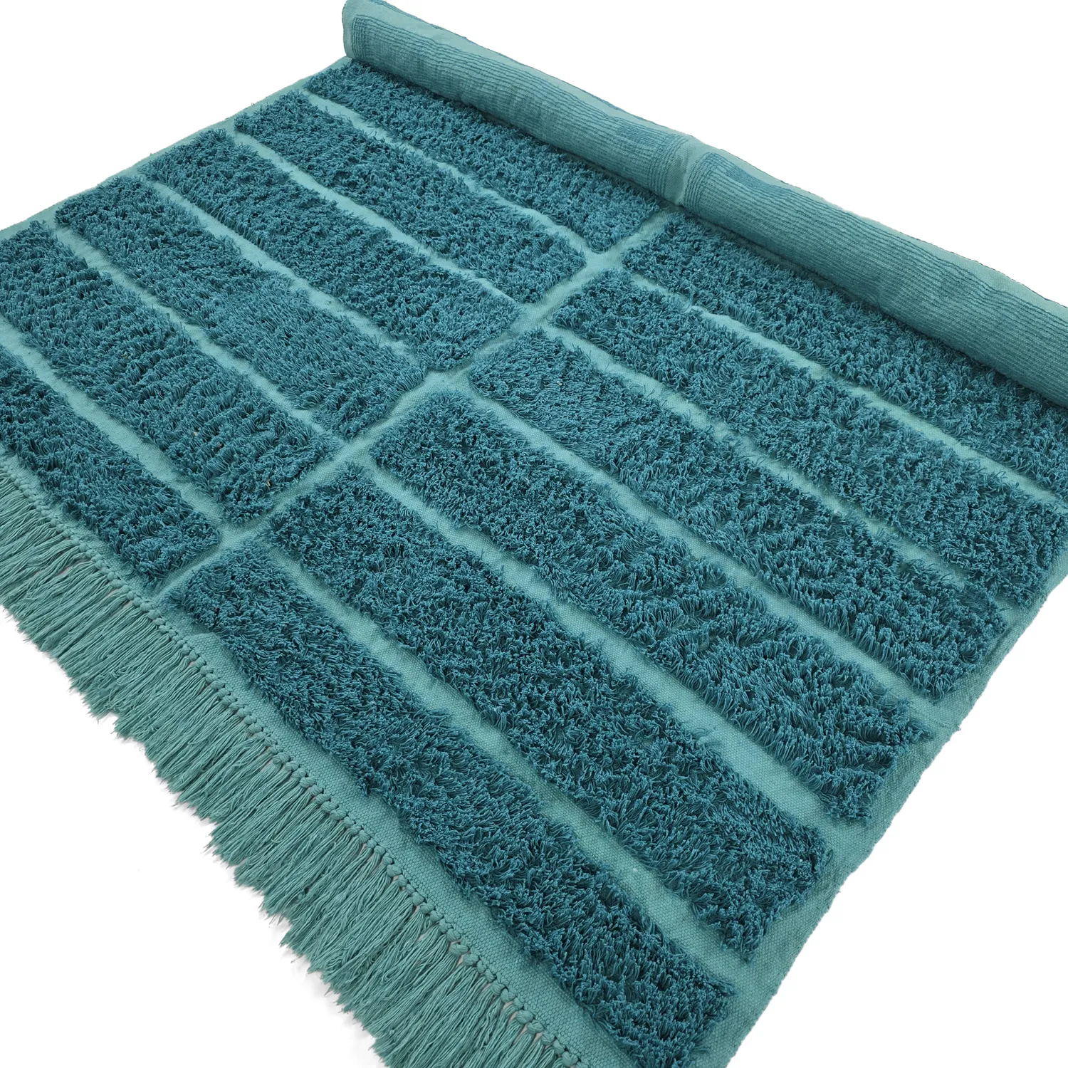 Shaggy rugs - Ikara Natural Cotton Shaggy (turquoise)