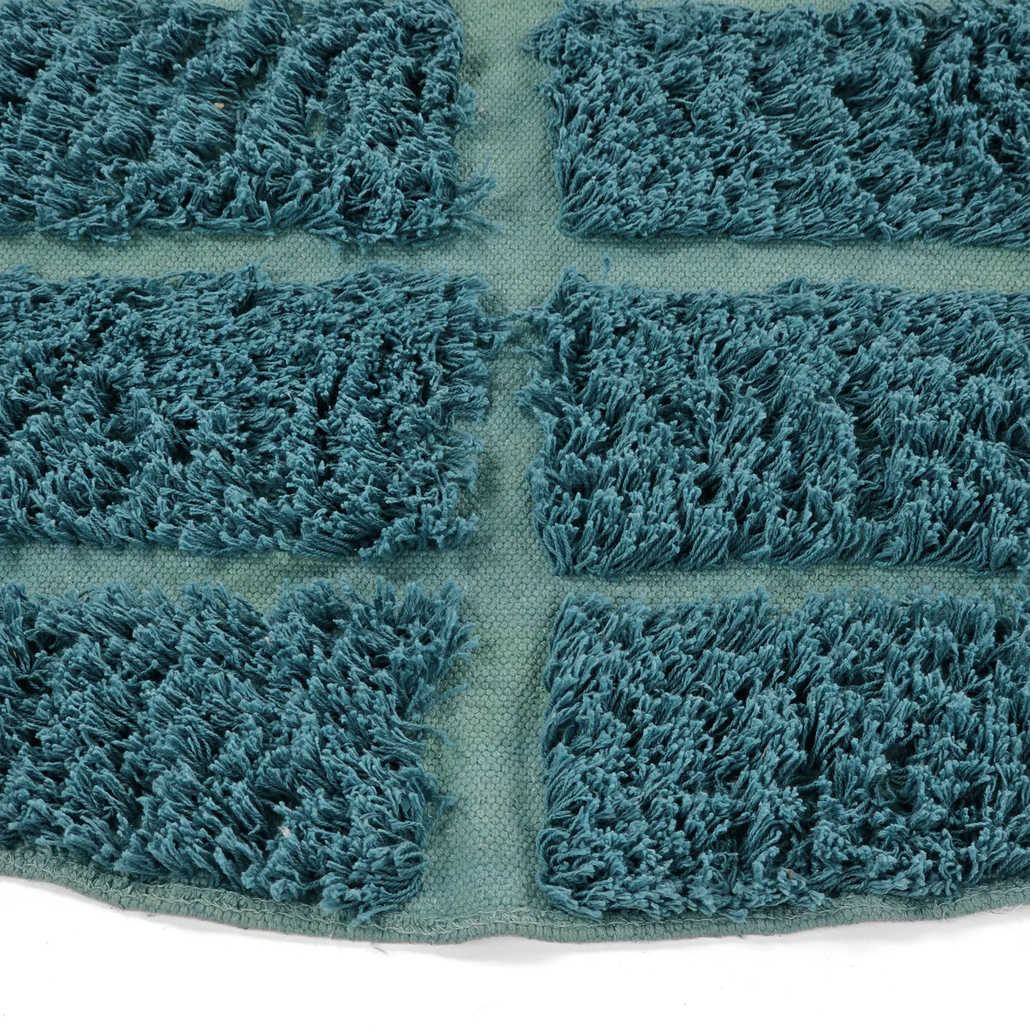 Round rug - Ikara Natural Cotton Shaggy (turquoise)