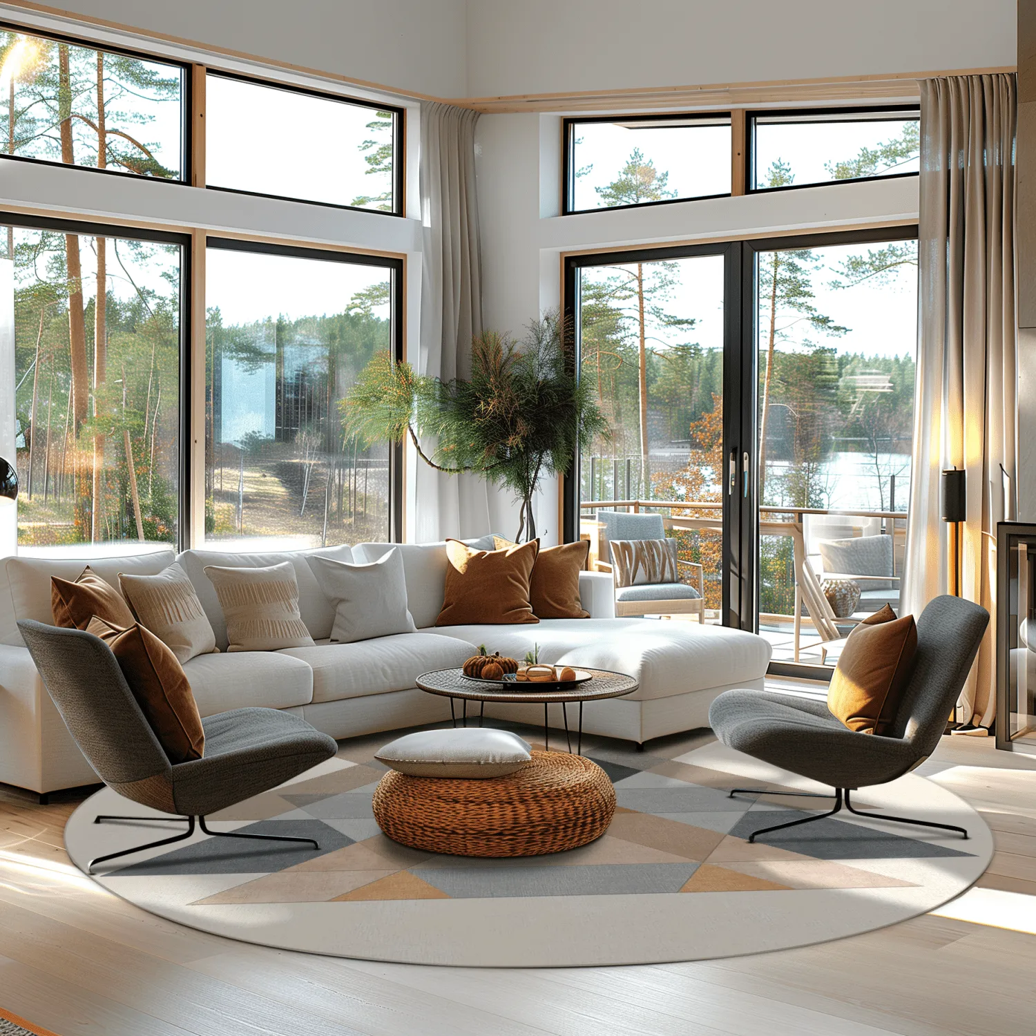 Round rug - Jeral (beige/multi)