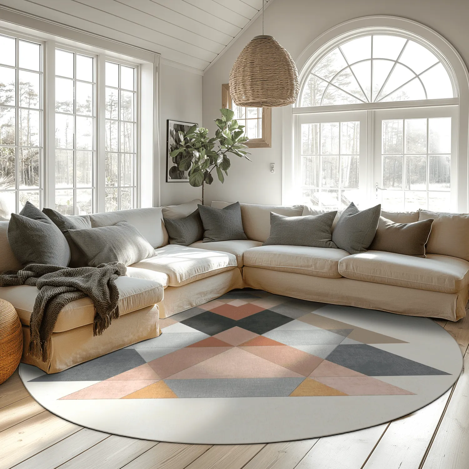 Round rug - Jeral (beige/multi)