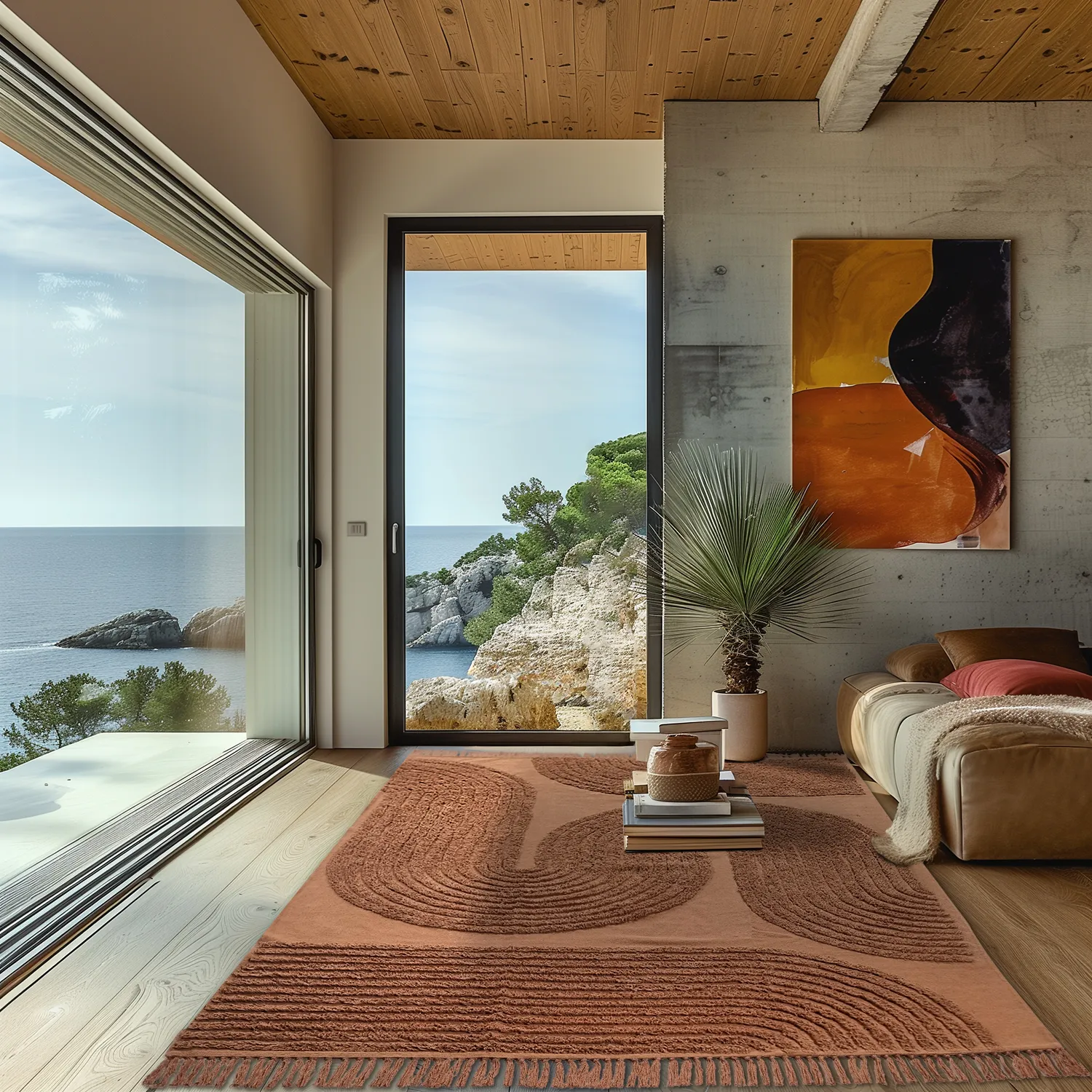 Shaggy rugs - Jovie Natural Cotton Shaggy (terracotta)