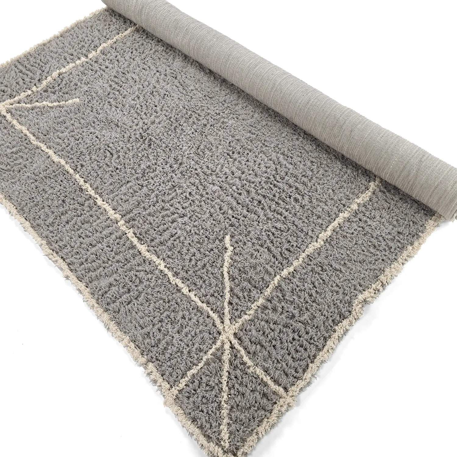 Shaggy rugs - Kairi Natural Cotton Shaggy (grey/beige)