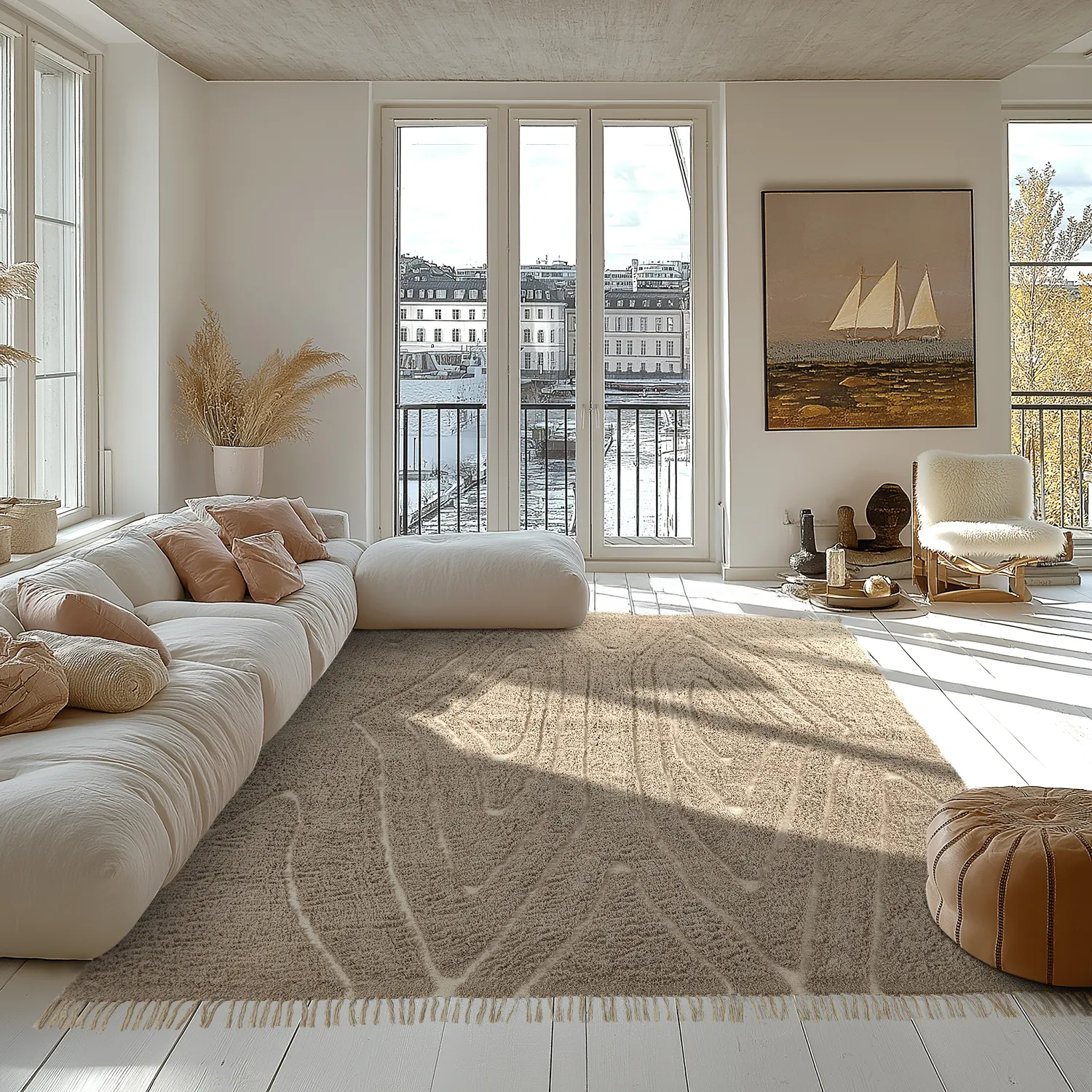 Shaggy rugs - Kindon Natural Cotton Shaggy (beige/white)