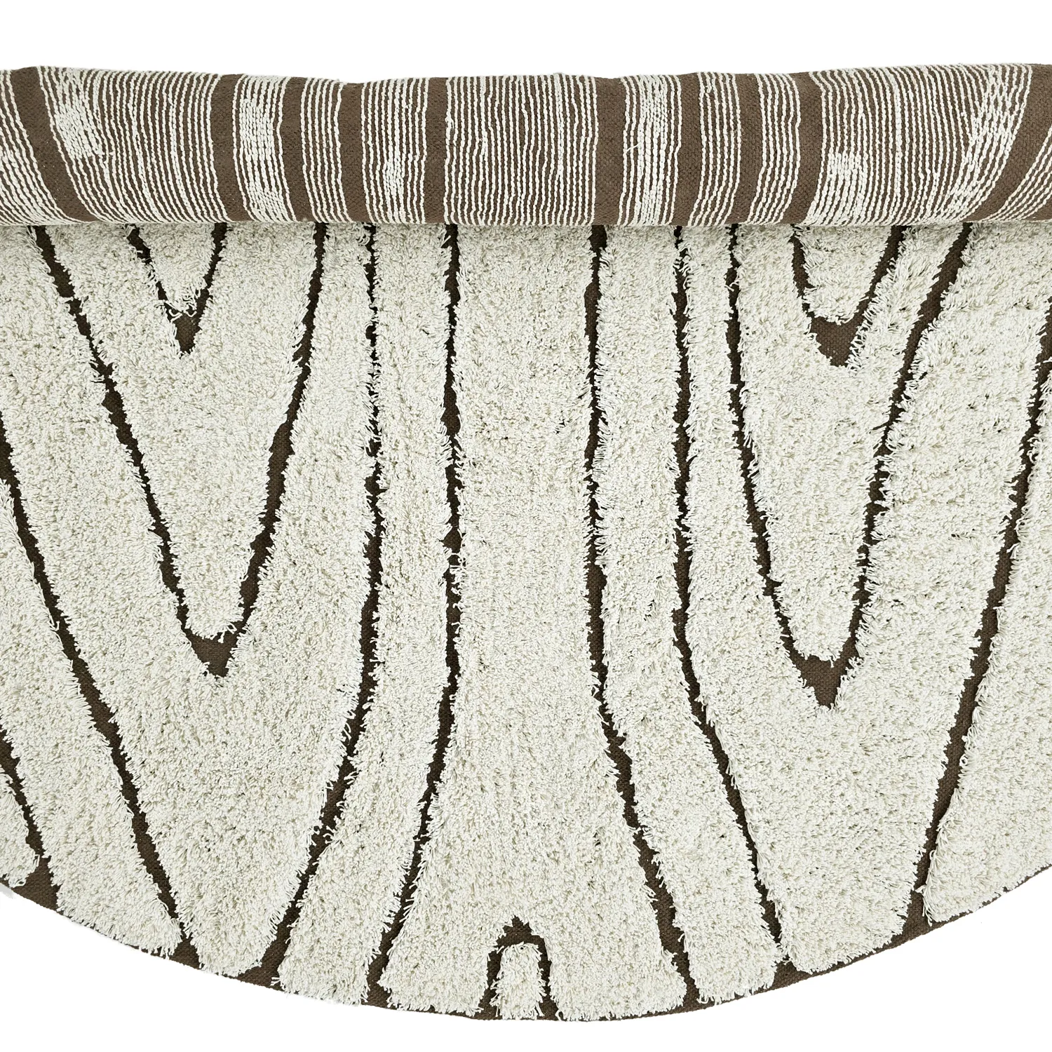 Round rug - Kindon Natural Cotton Shaggy (off white/brown)