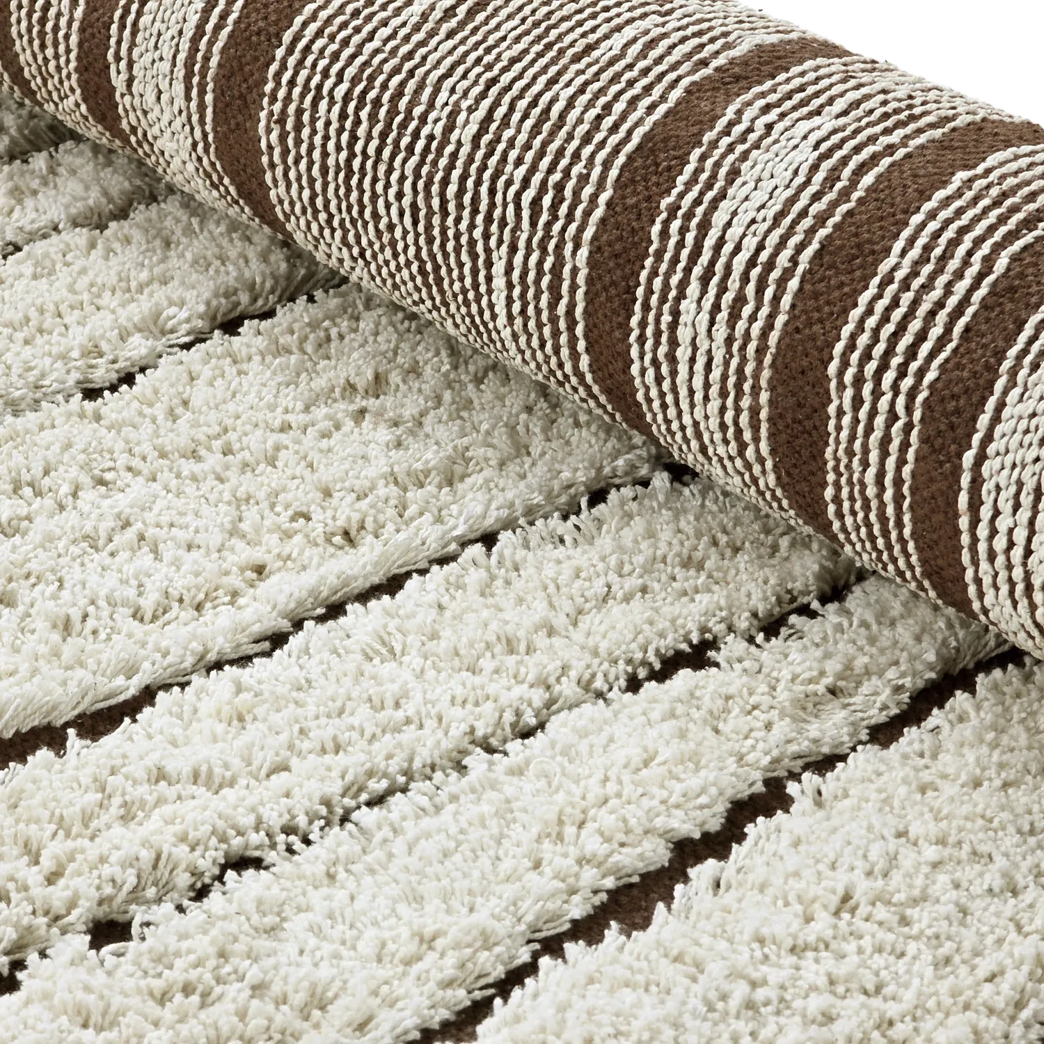 Round rug - Kindon Natural Cotton Shaggy (off white/brown)