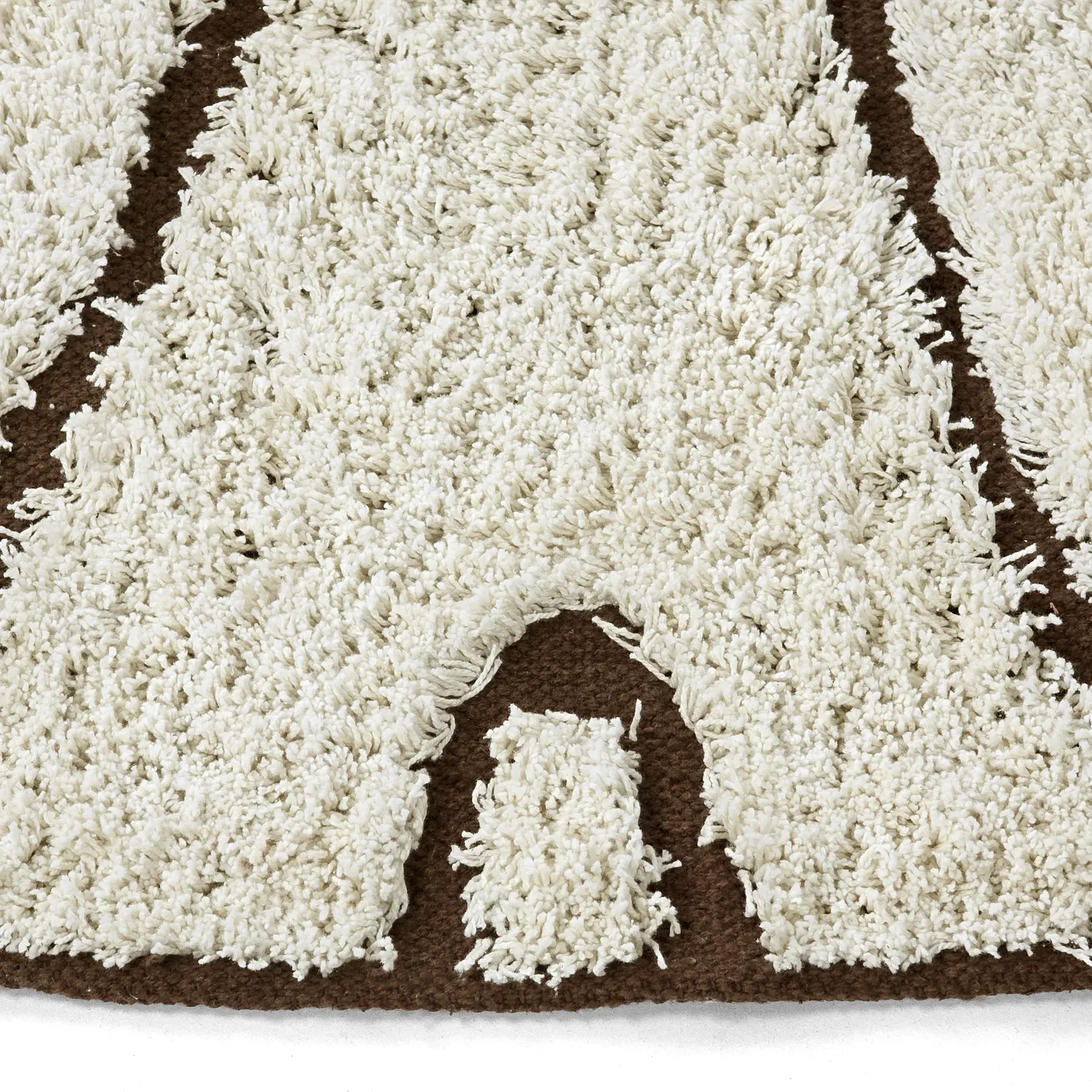 Round rug - Kindon Natural Cotton Shaggy (off white/brown)