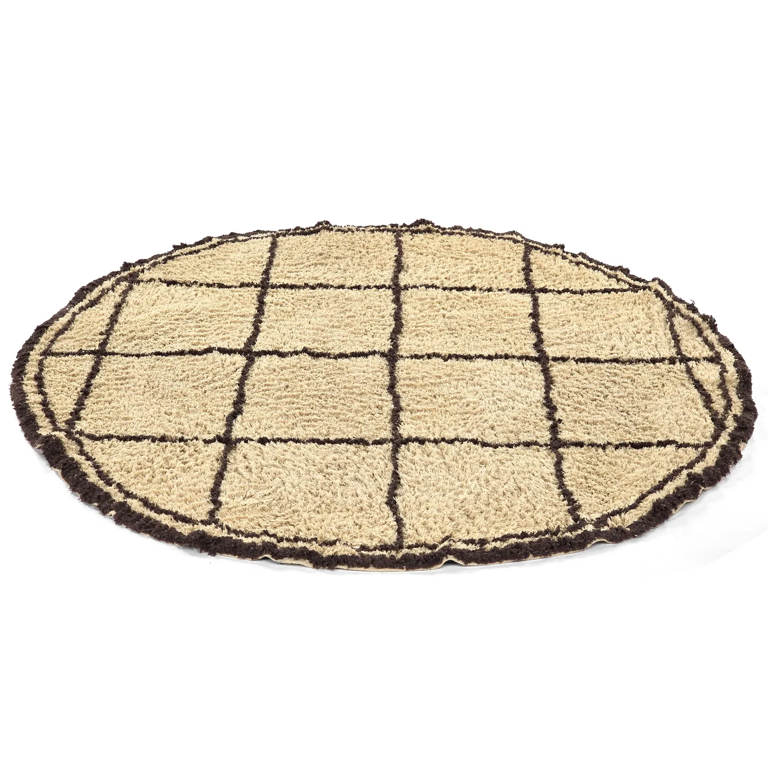Round rug - Lana Natural Cotton Shaggy (beige/brown)