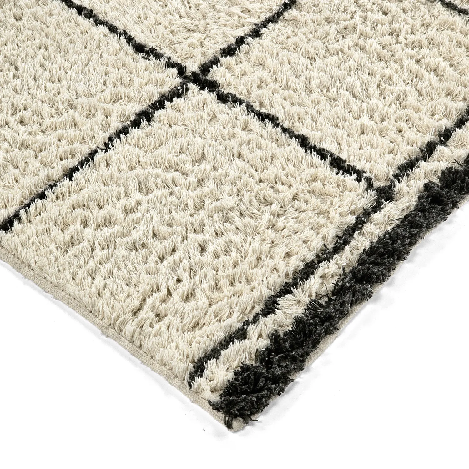 Shaggy rugs - Lana Natural Cotton Shaggy (creme/dark grey)